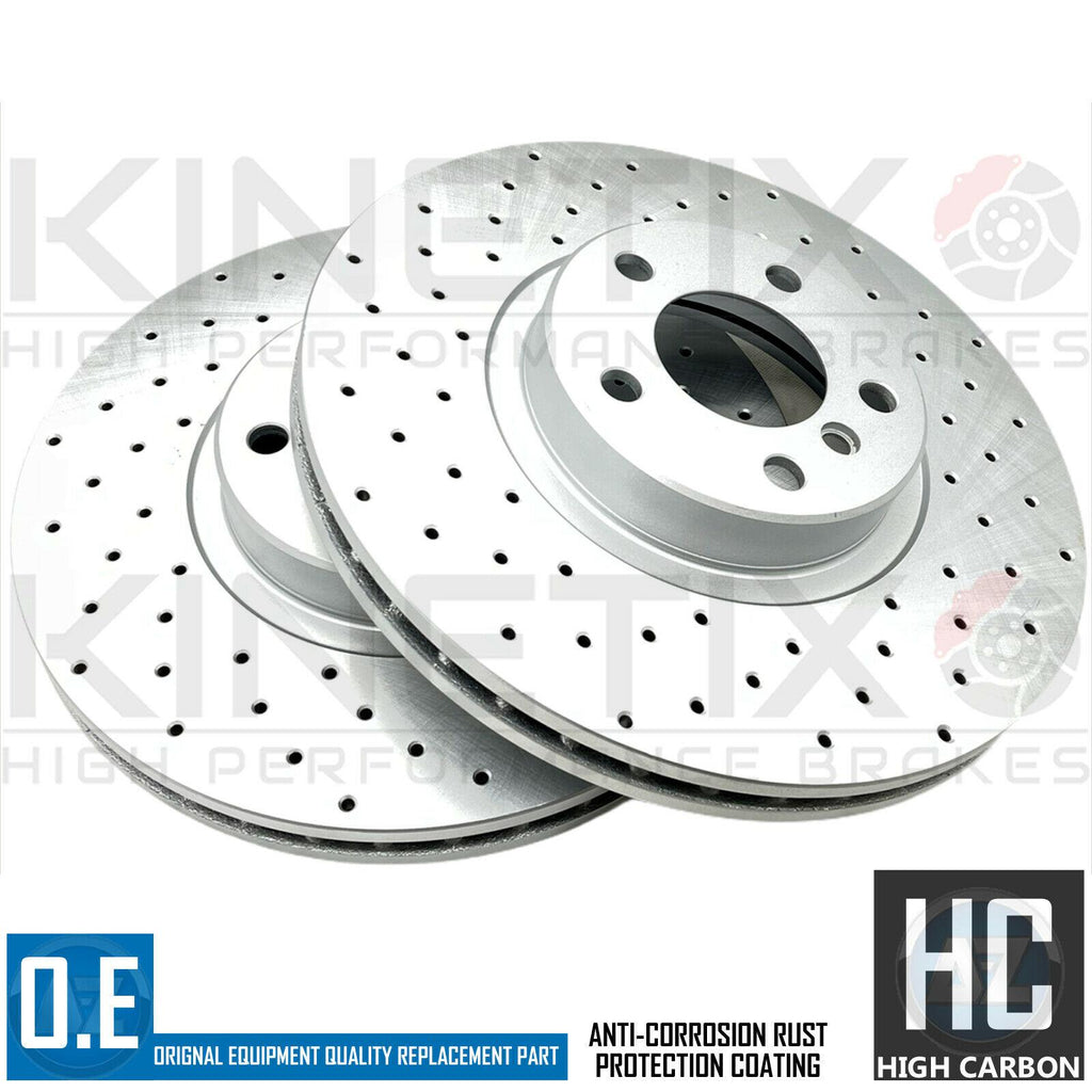FOR BMW X5 40d M SPORT F15 FRONT CROSS DRILLED PERFORMANCE BRAKE DISCS 348mm