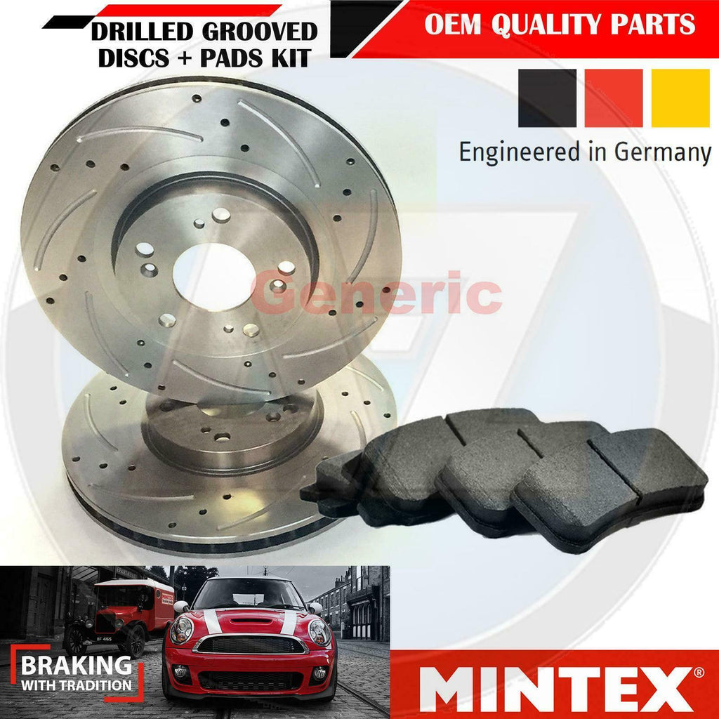 FOR BMW X5 E53 3.0D 4.4 FRONT MINTEX DRILLED GROOVED BRAKE DISCS PADS SET 332mm