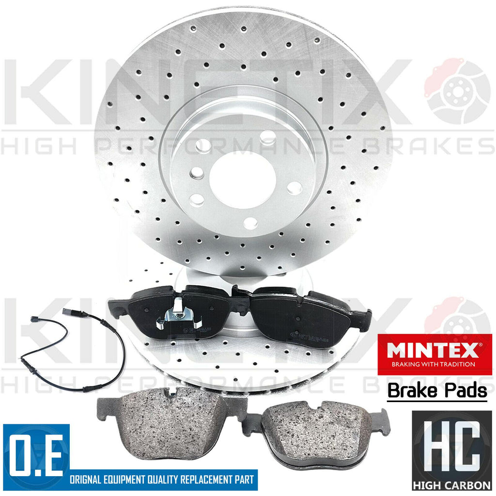 FOR BMW X5 X6 E70 E71 M SPORT FRONT DRILLED BRAKE DISCS MINTEX PADS SENSOR 348mm