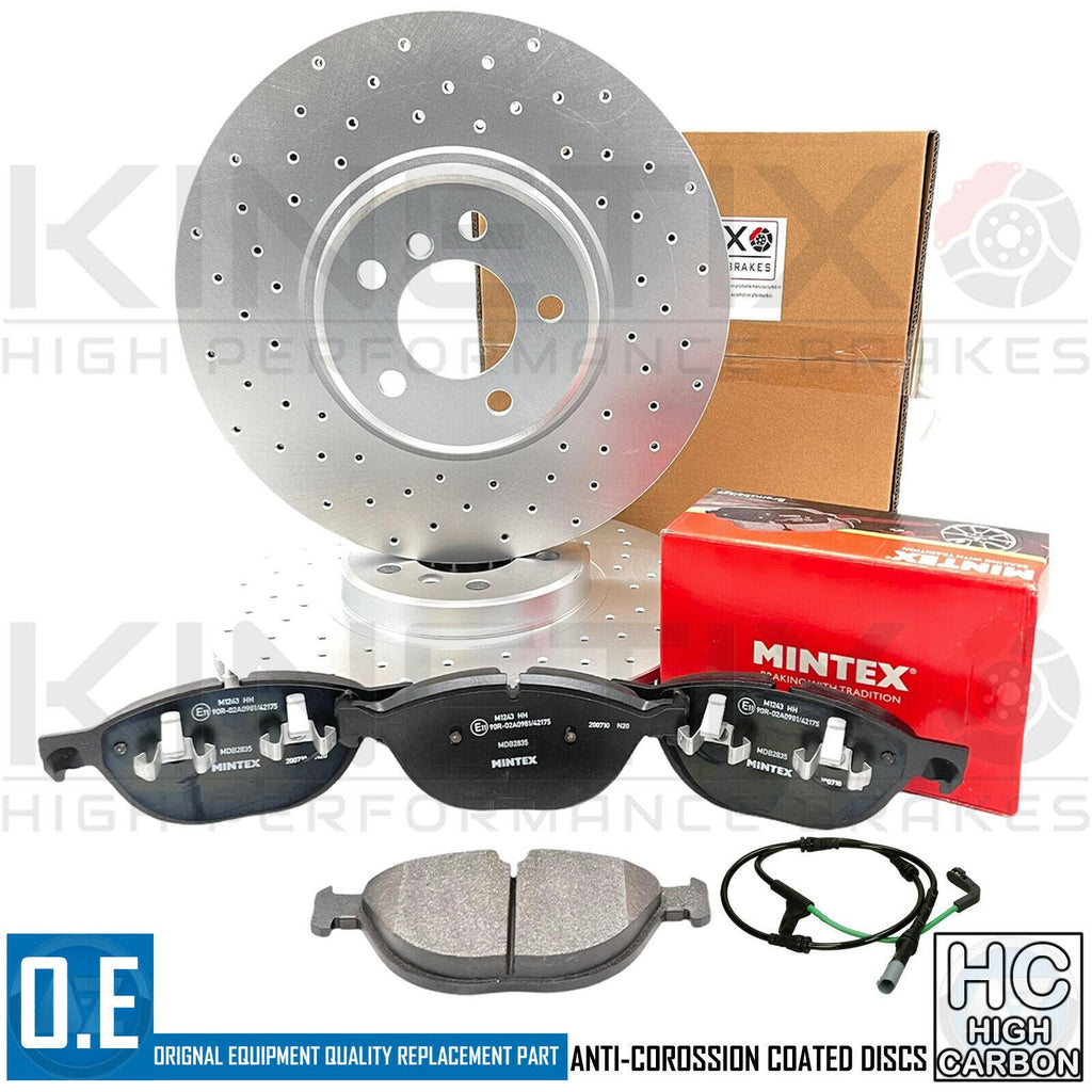 FOR BMW X6 35d E71 E72 M SPORT DRILLED FRONT BRAKE DISCS MINTEX PADS WIRE 365mm