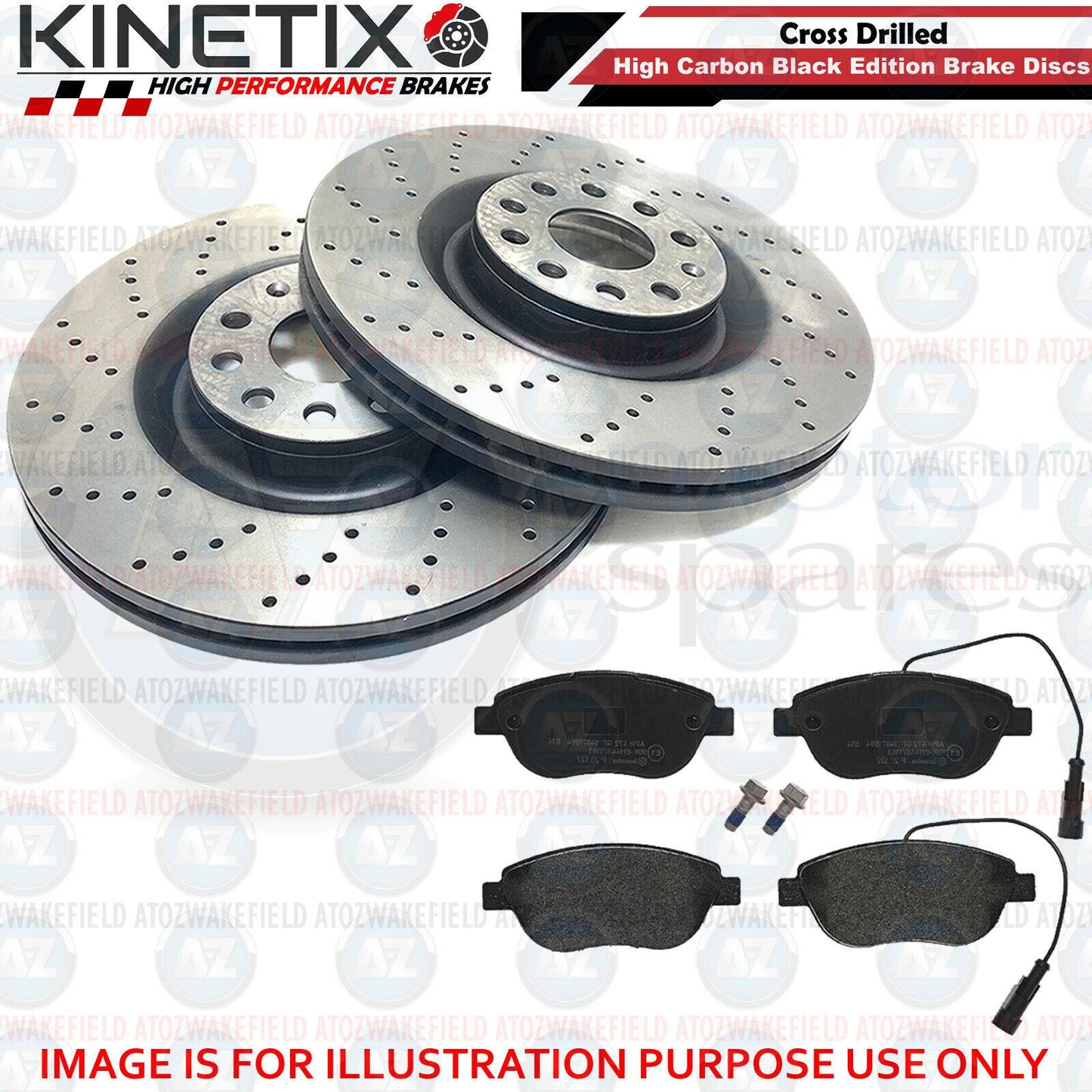 FOR FIAT 1.4 ABARTH 500 FRONT CROSS DRILLED PERFORMANCE BRAKE DISCS PADS 284mm