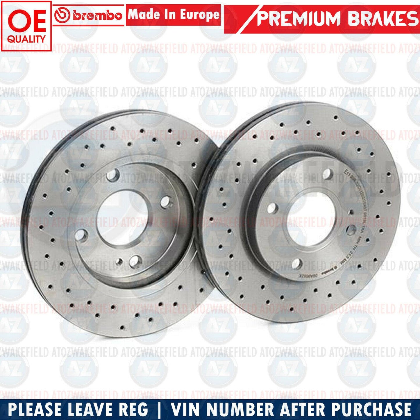 FOR FORD FIESTA 08- FRONT GENUINE BREMBO XTRA DRILLED BRAKE DISCS 258mm PAIR