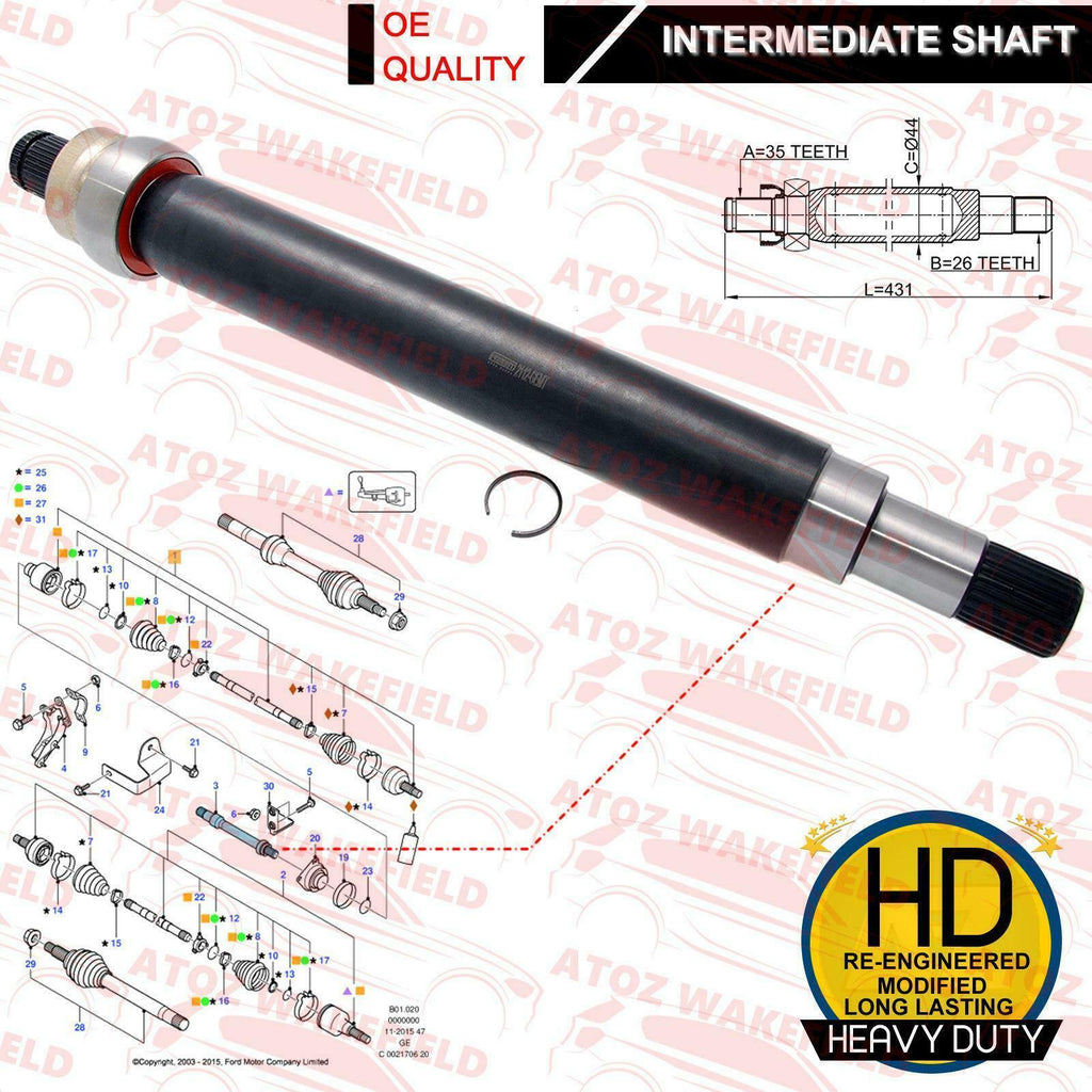 FOR FORD MONDEO RIGHT INTERMEDIATE DRIVE SHAFT WITH BEARING 2.0 TDCi Di TDDi NEW