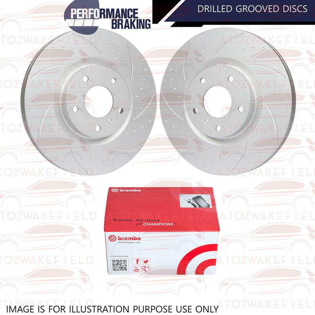 FOR GOLF AUDI TT A3 LEON IBIZA FR DRILLED GROOVED BRAKE DISCS BREMBO PADS 288MM
