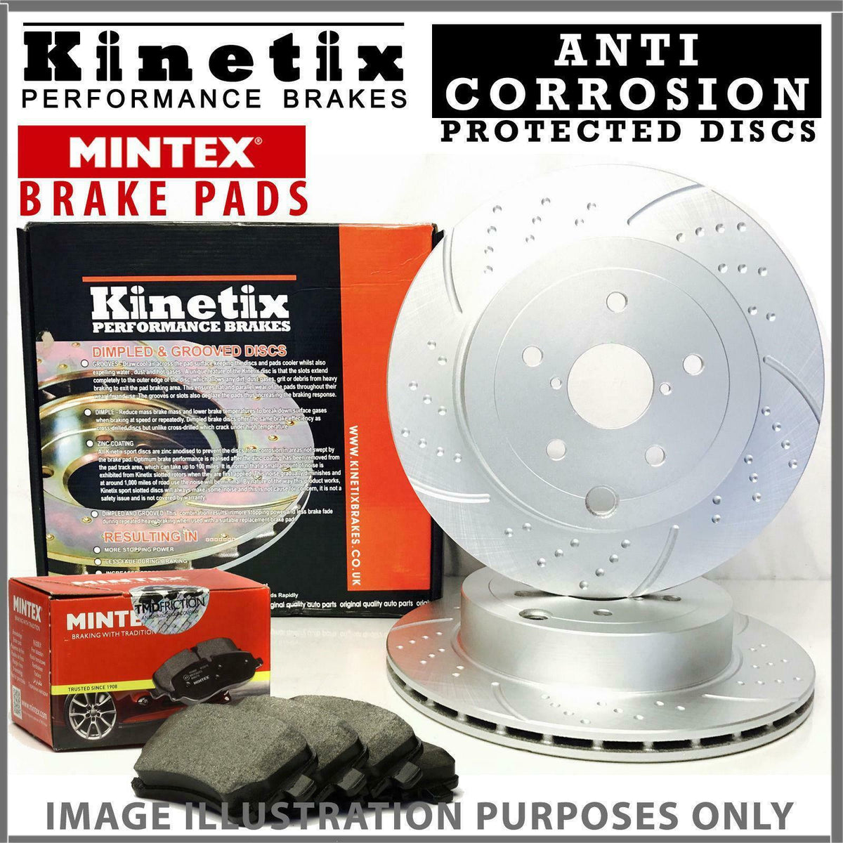 FOR HONDA CIVIC TYPE R FN2 FRONT DRILLED BRAKE DISCS MINTEX BRAKE PADS 300mm