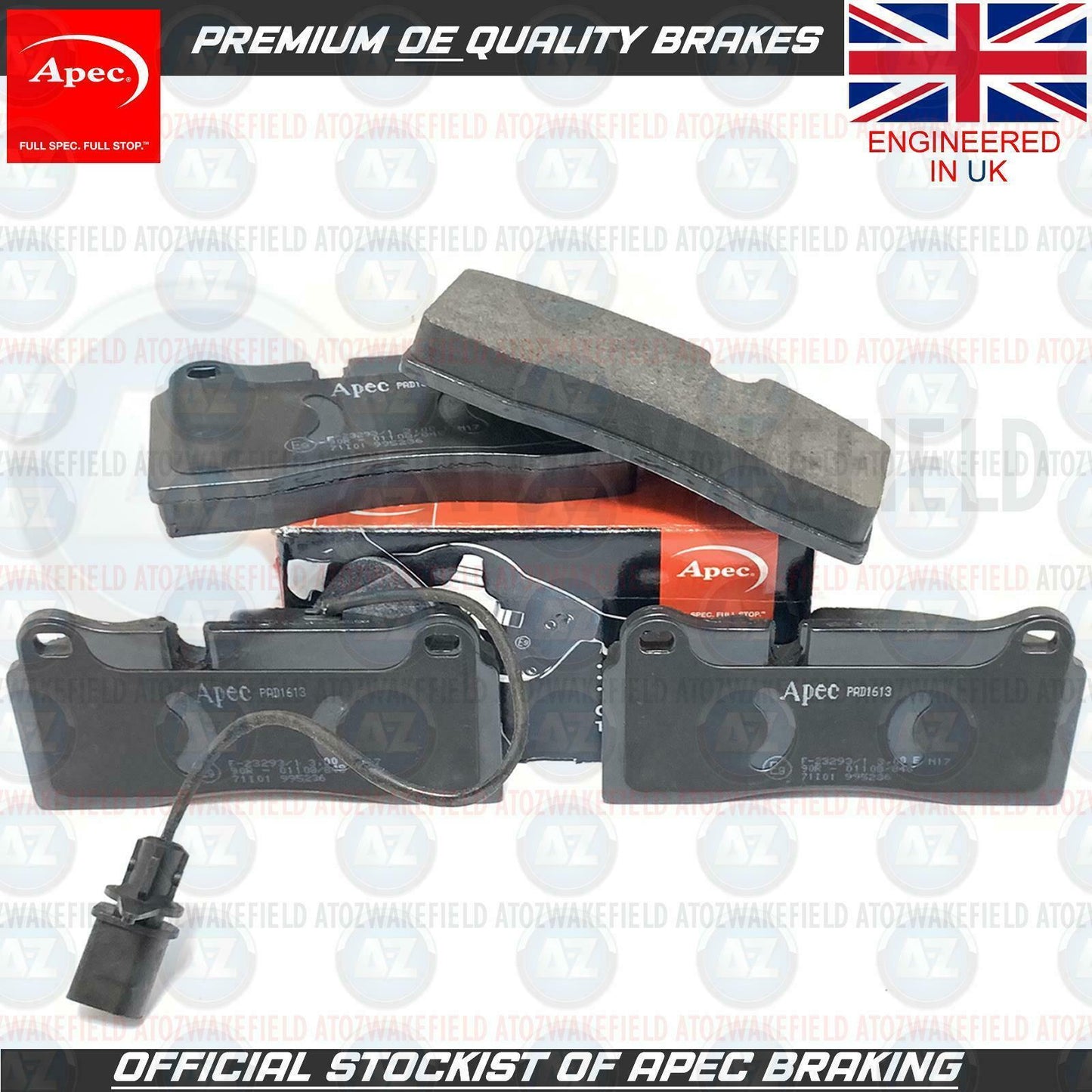 FOR AUDI R8 2012-2015 REAR OE QUALITY PREMIUM APEC BRAKE PADS SENSOR