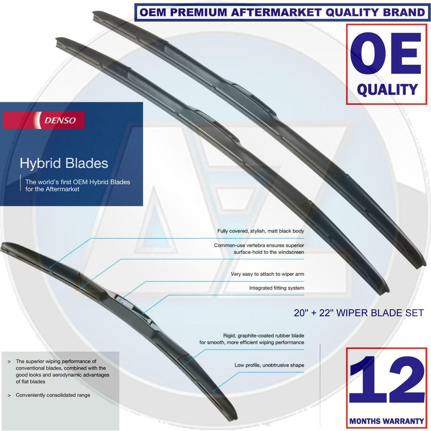 FOR LEXUS IS IS220D IS250 FRONT WIPERS LEFT RIGHT BLADES DENSO HYBRID QUALITY