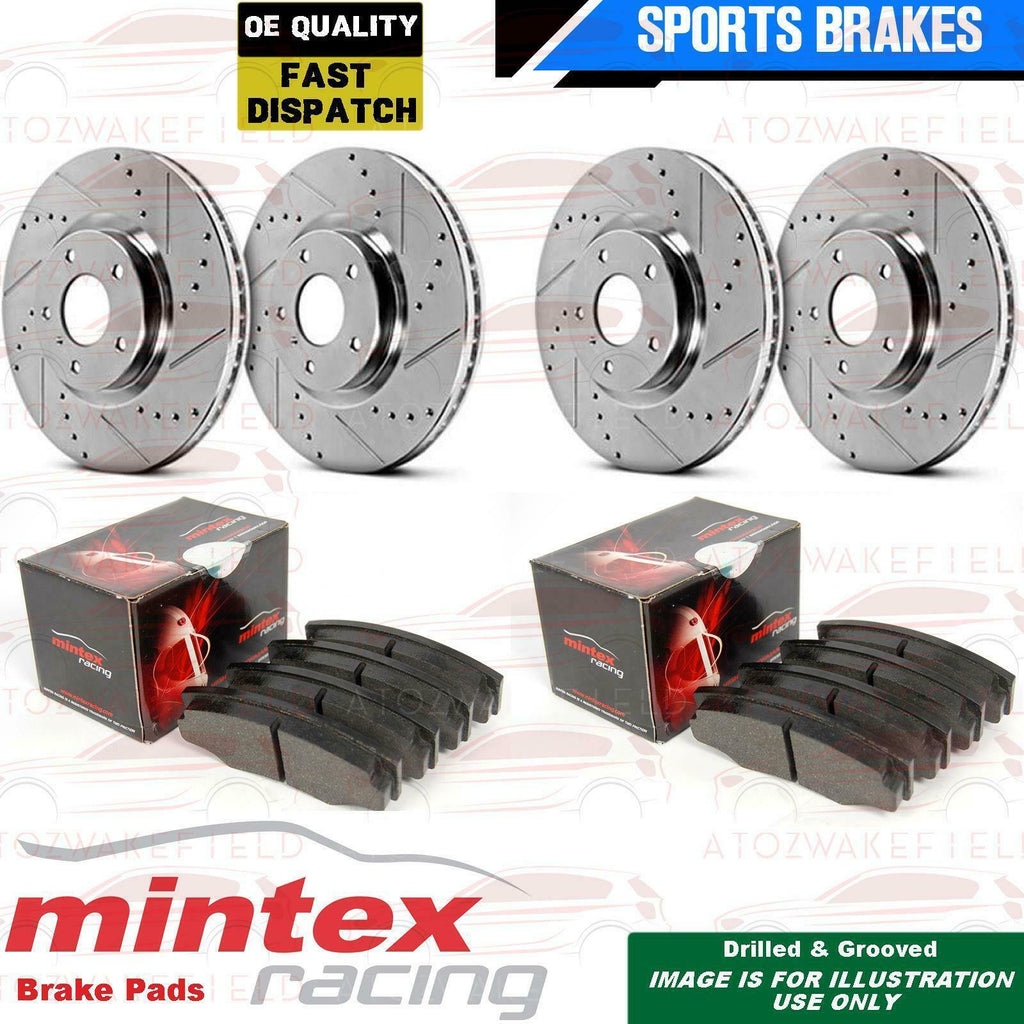FOR LOTUS ELISE FRONT REAR DRILLED GROOVED PERFORMANCE BRAKE DISCS RACING PADS