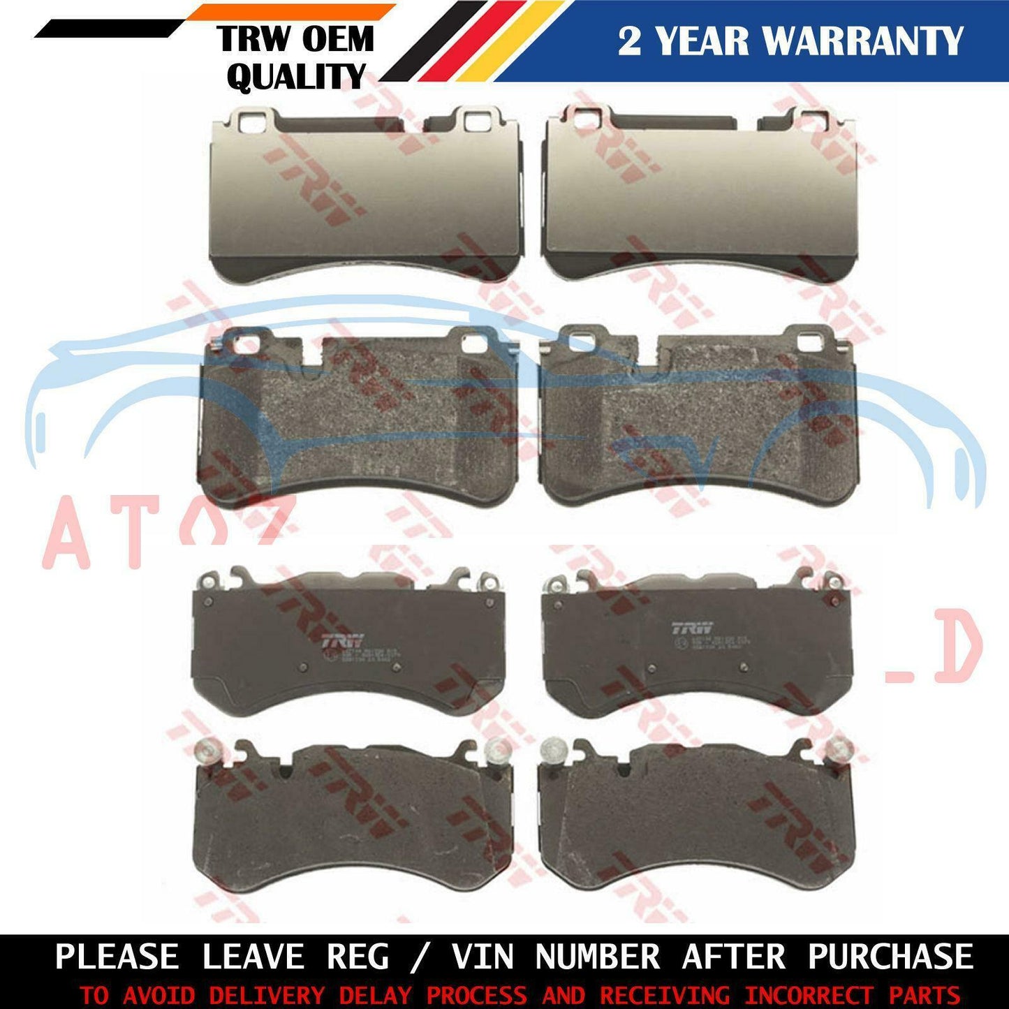 FOR MERCEDES BENZ C63 AMG 2008- FRONT REAR TRW BRAKE PADS SET PREMIUM QUALITY