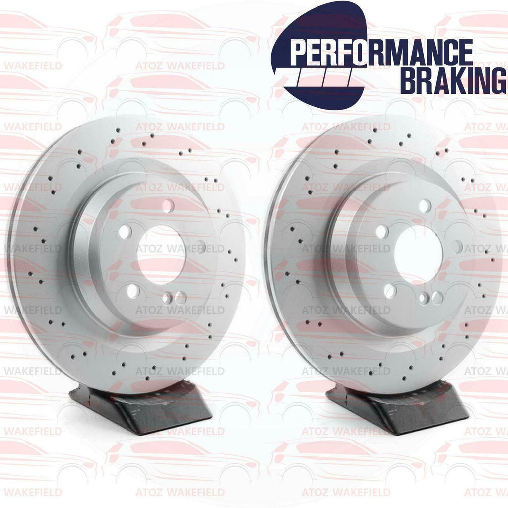 FOR MERCEDES BENZ W204 C63 AMG REAR PERFORMANCE DRILLED BRAKE DISCS PLATINUM 330