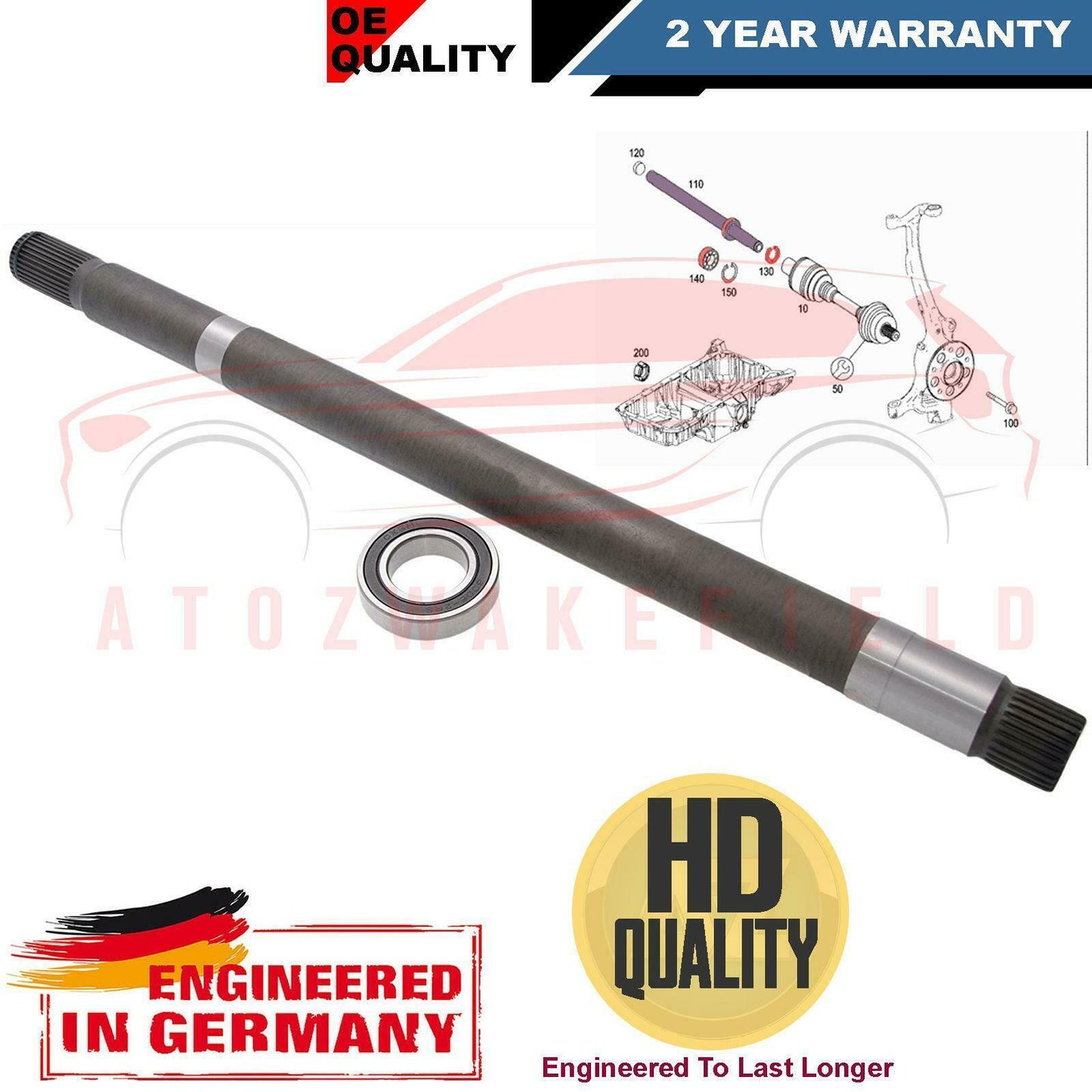 FOR MERCEDES C CLASS W204 S204 4-MATIC FRONT LEFT DRIVE SHAFT & BEARING NEW