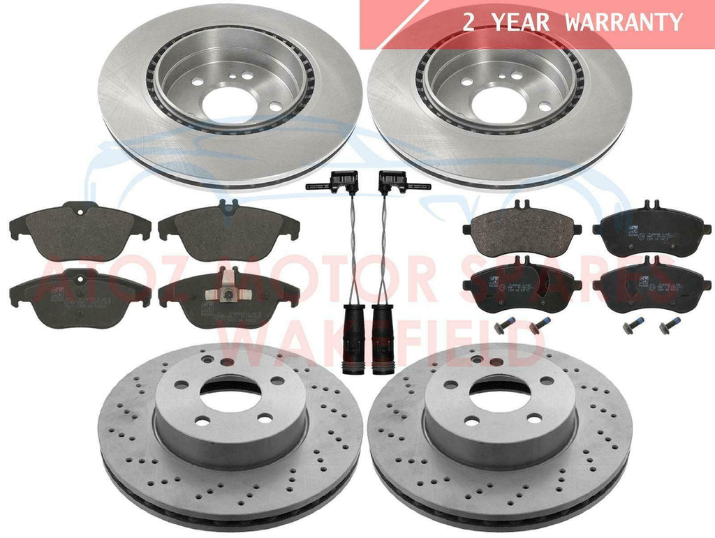 FOR MERCEDES C180 C220 C250 AMG FRONT REAR BRAKE DISCS PLATINUM PD PADS WIRES