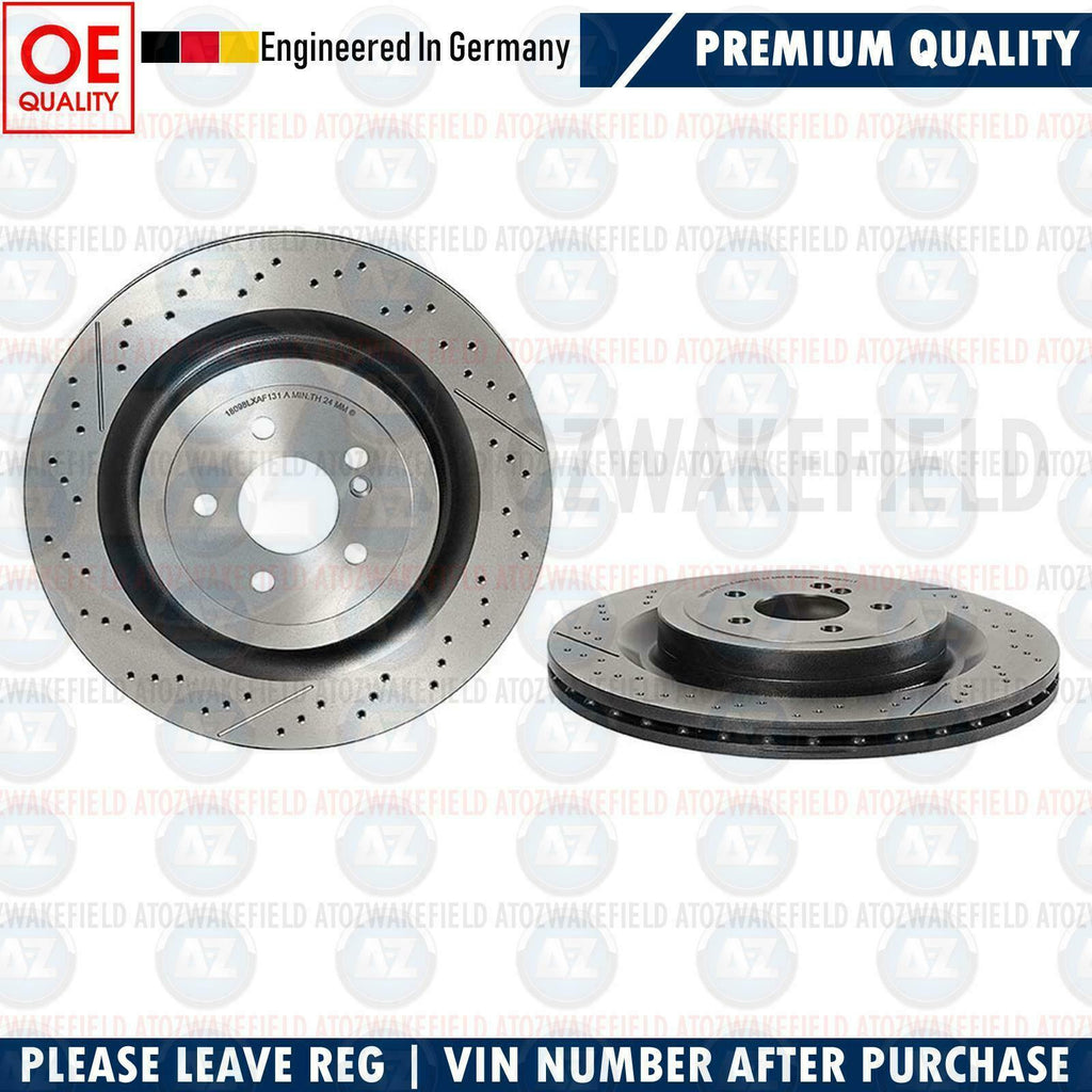 FOR MERCEDES C63 AMG 14- REAR DRILLED GROOVED BRAKE DISCS 360mm PAIR COATED
