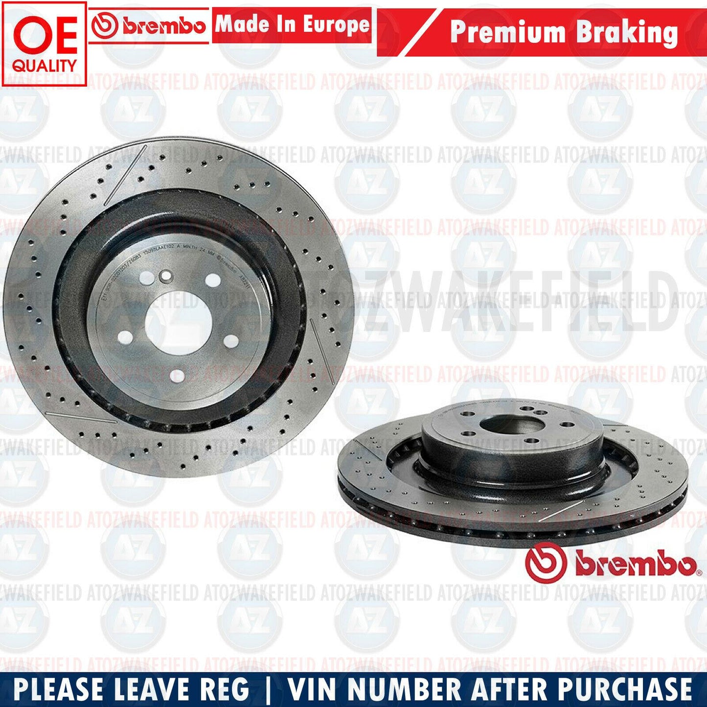 FOR MERCEDES C63 E63 CLS63 AMG REAR DRILLED GROOVED BRAKE DISCS PADS WIRE 360mm