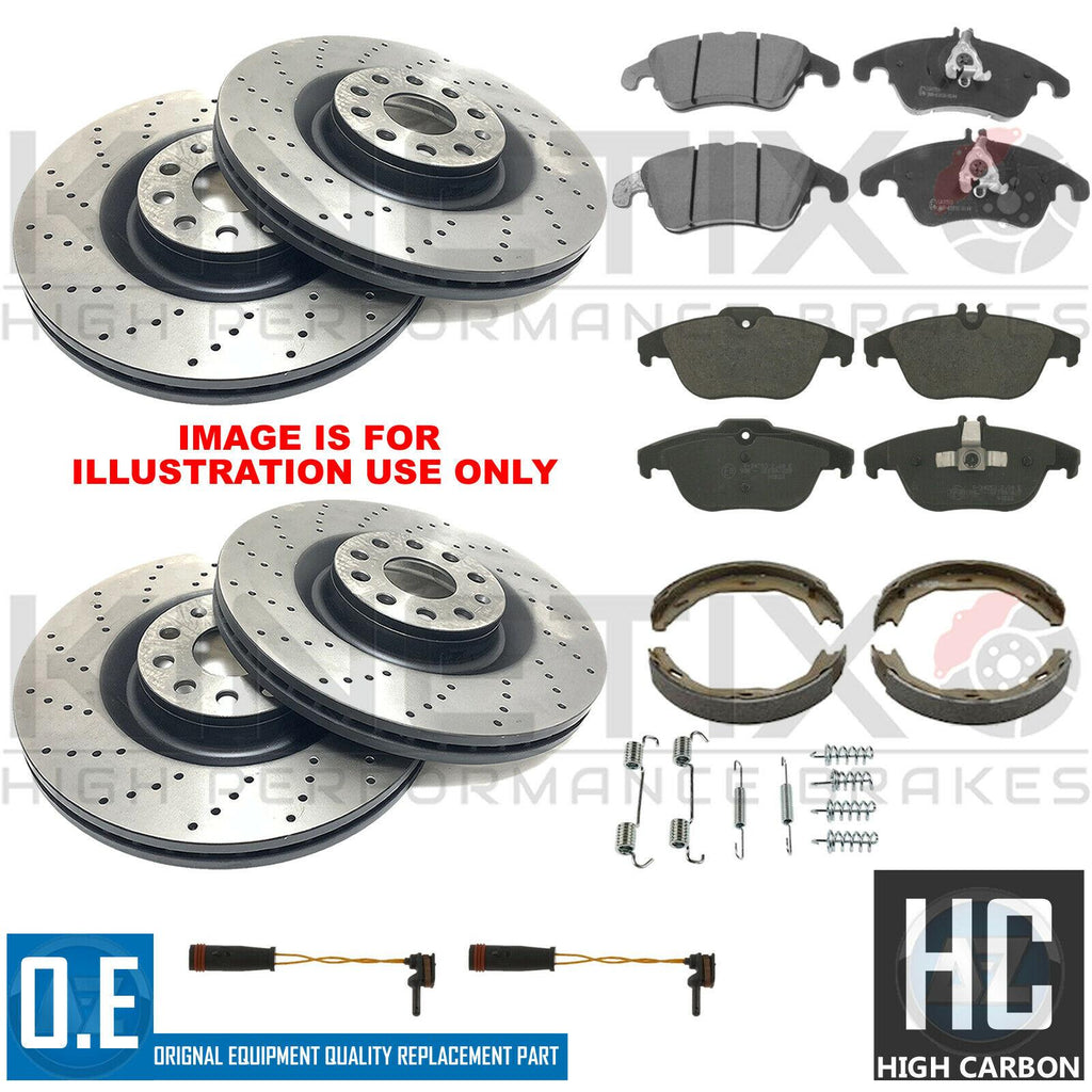 FOR MERCEDES C/E CLASS FRONT REAR BRAKE DISCS PADS HAND BRAKE SHOES WIRE SENSORS