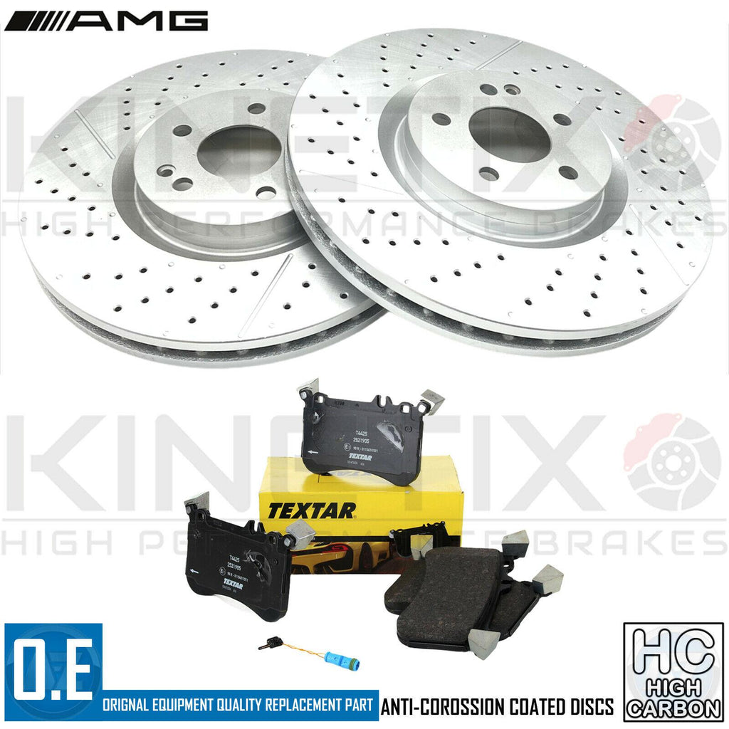 FOR MERCEDES CLA45 AMG 13-19 FRONT BRAKE DISCS TEXTAR PADS WEAR SENSOR 350mm