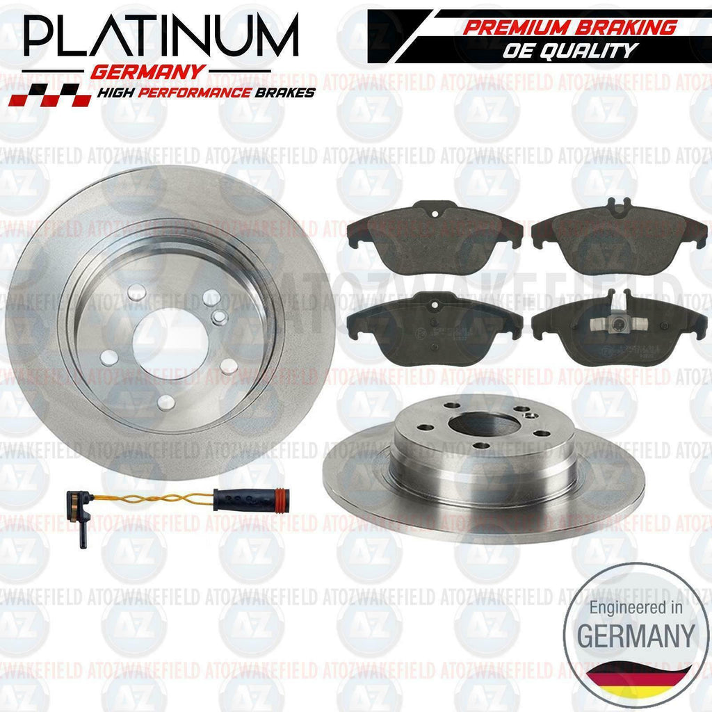 FOR MERCEDES E200 E220 E250 AMG REAR DRILLED BRAKE DISCS PLATINUM PADS WIRE 300m