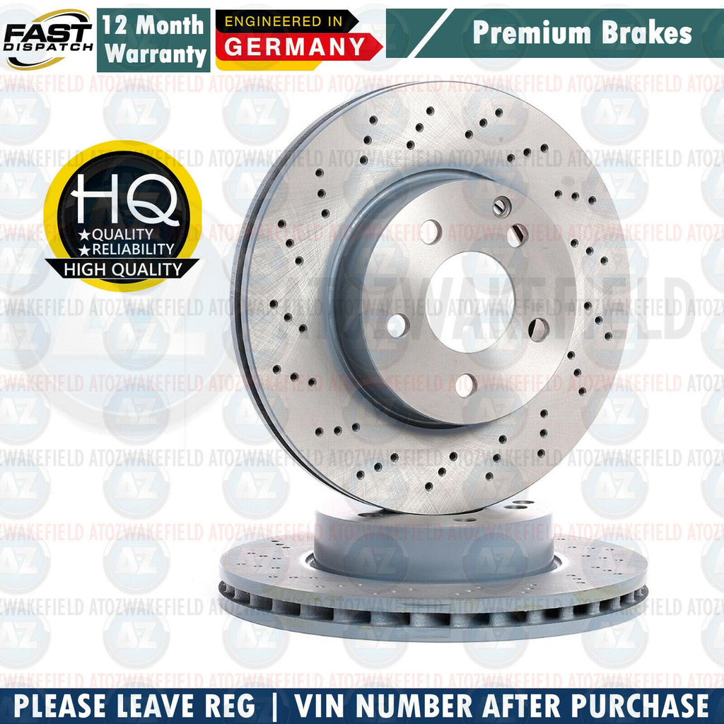 FOR MERCEDES C180 C220 C250 CDi AMG FRONT DRILLED MINTEX BRAKE DISCS SET 295mm