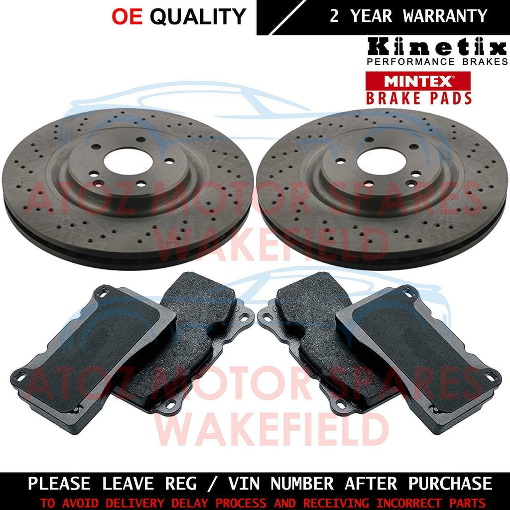 FOR MERCEDES E350 CDI 09-16 FRONT DRILLED BRAKE DISCS MINTEX BRAKE PADS SENSORS