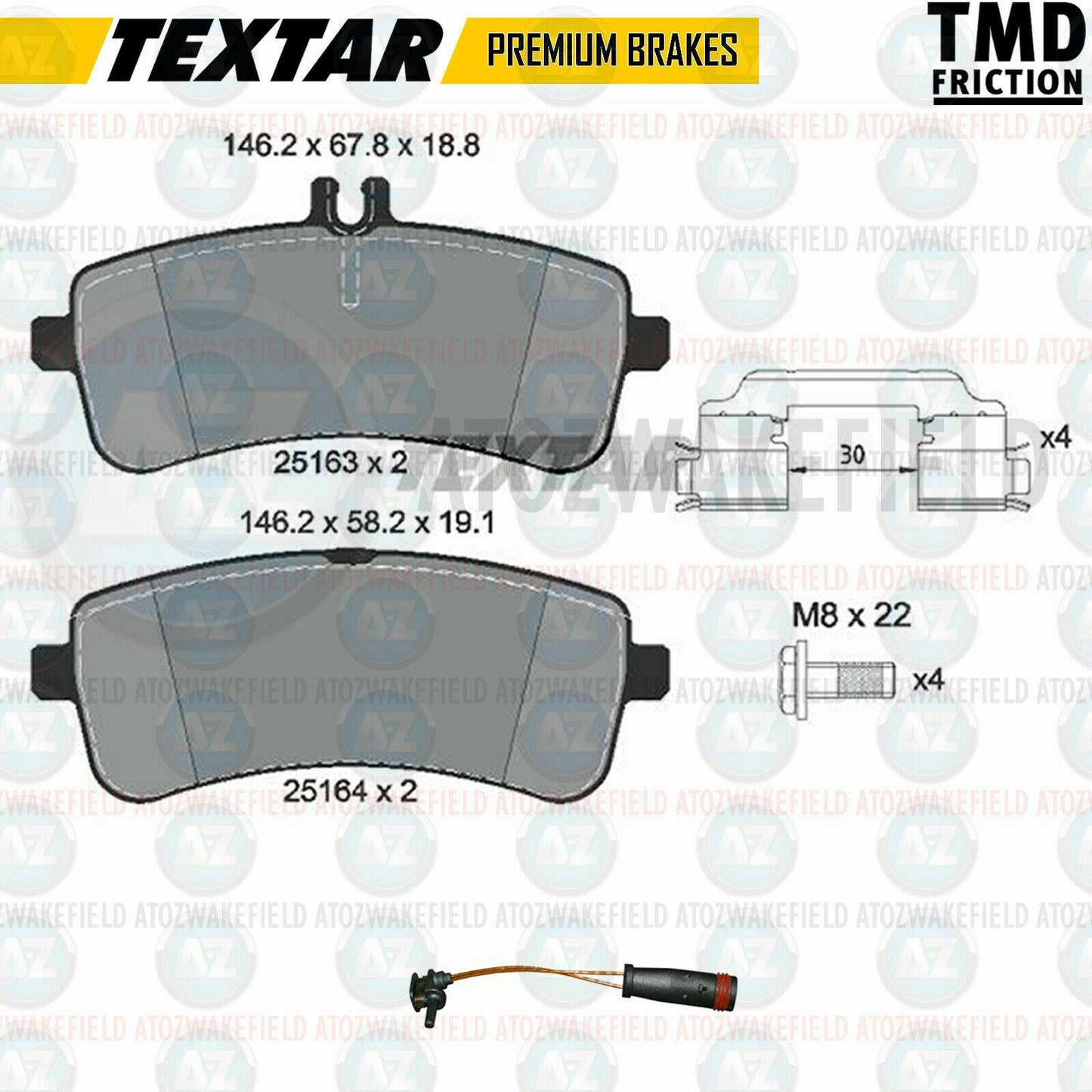 FOR MERCEDES E63 AMG 17- REAR DRILLED GROOVED BRAKE DISCS TEXTAR PADS WIRE 360mm
