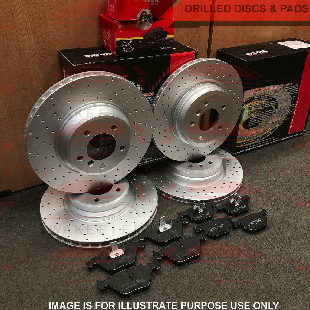 FOR MERCEDES GL320 GL350 GL420 GL450 ML500 FRONT REAR DRILLED BRAKE DISCS PADS