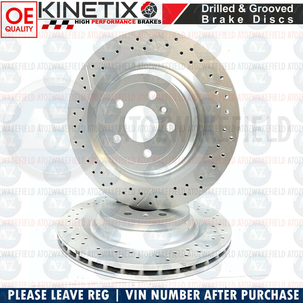 FOR MERCEDES ML63 AMG REAR DRILLED GROOVED COATED BRAKE DISCS PAIR 345mm
