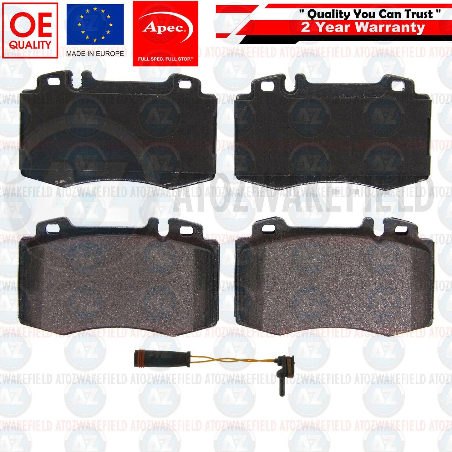 FOR MERCEDES S-CLASS W221 FRONT PREMIUM APEC BRAKE PADS SET & WEAR WIRE SENSOR