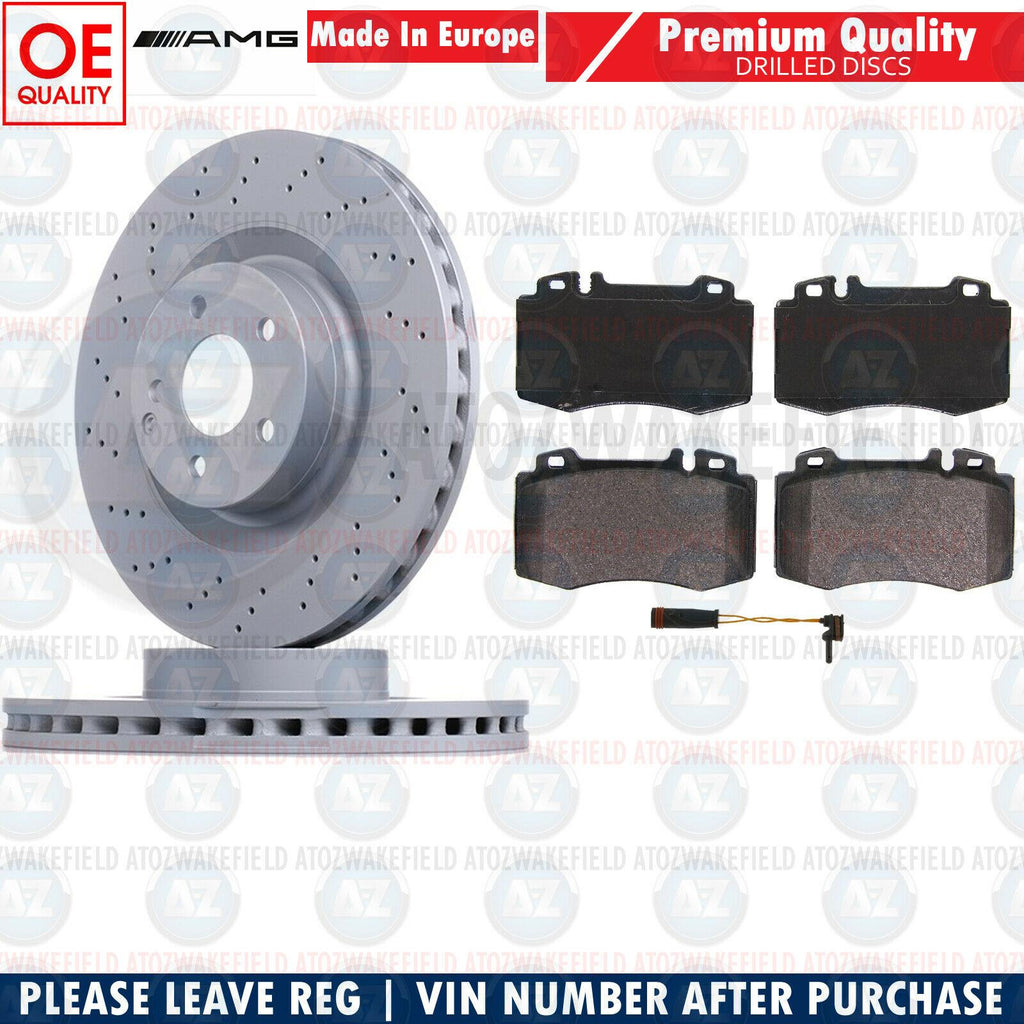 FOR MERCEDES S450 W221 AMG FRONT DRILLED HIGH CARBON BRAKE DISCS PADS WIRE 350mm