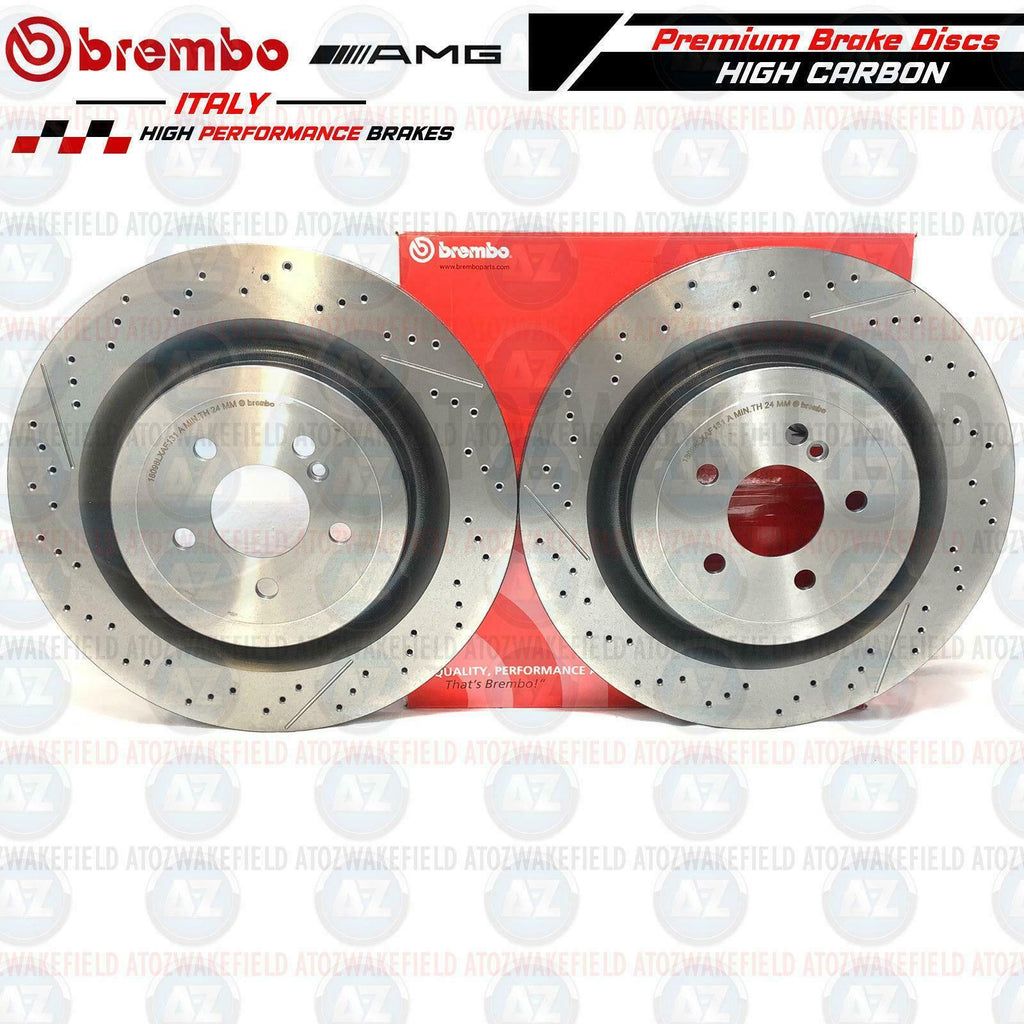 FOR MERCEDES C63 AMG 14- REAR DRILLED GROOVED BREMBO BRAKE DISCS 360mm PAIR