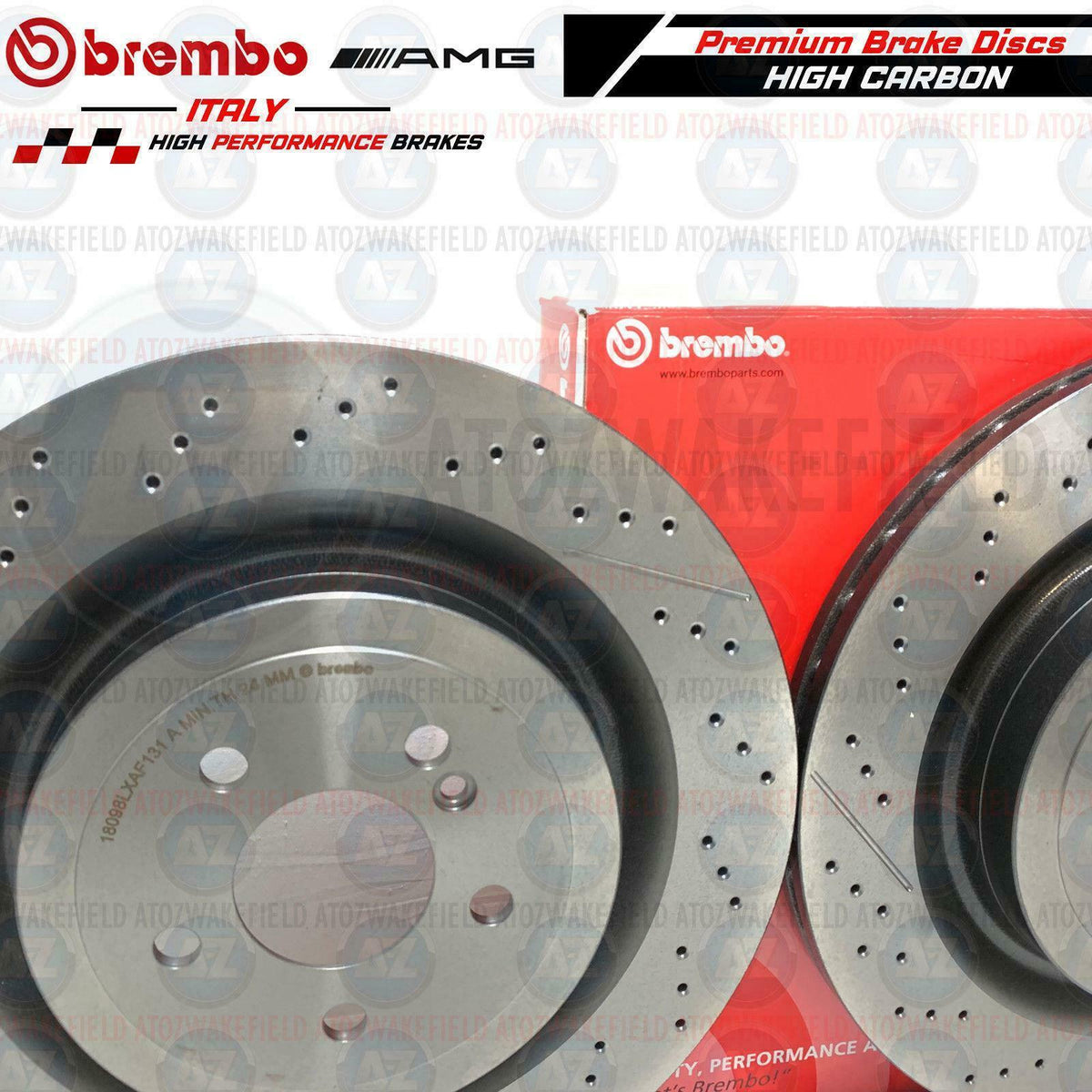 FOR MERCEDES SL63 SL65 AMG REAR DRILLED GROOVED BREMBO BRAKE DISCS PAIR 360mm