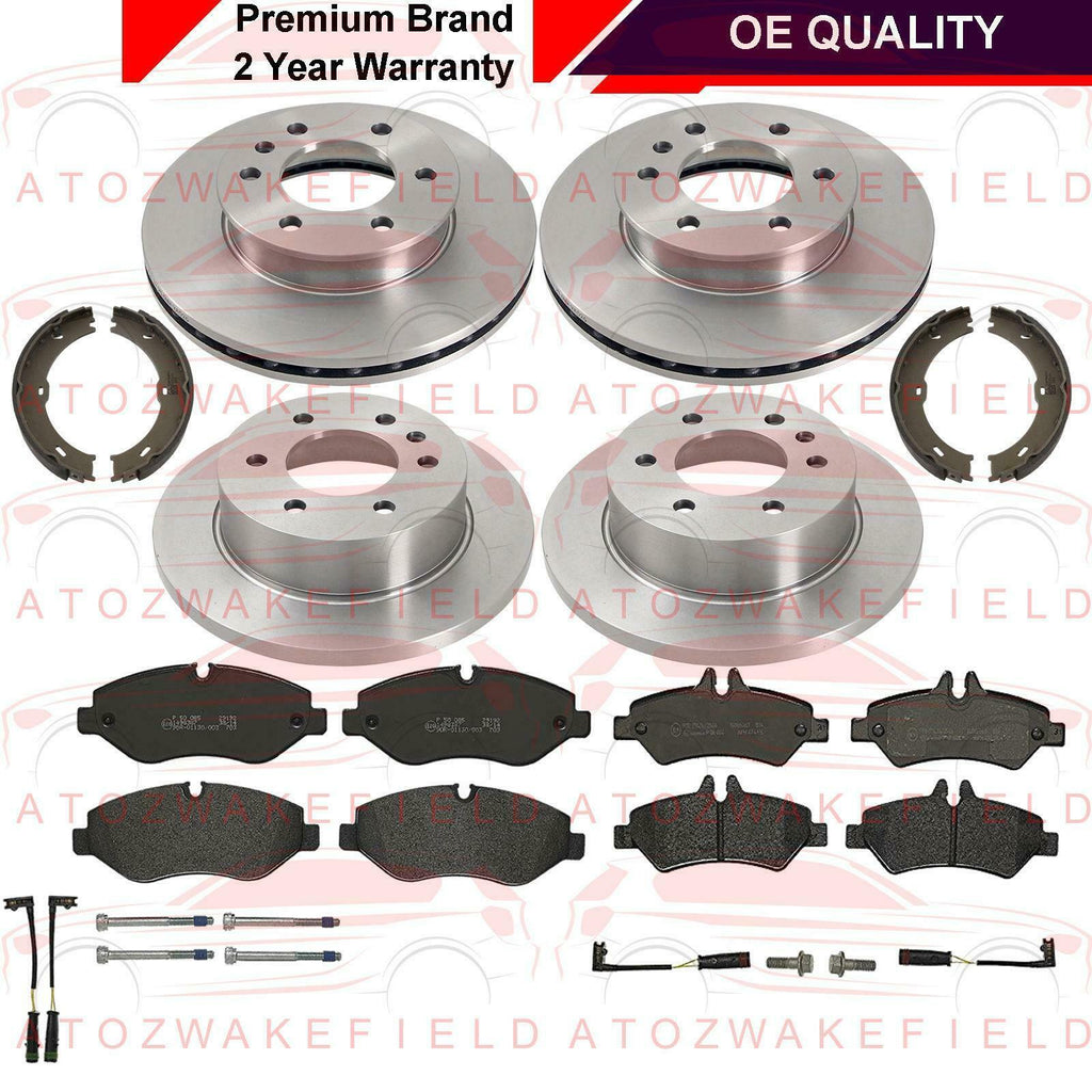 FOR MERCEDES SPRINTER 2006- FRONT REAR BRAKE DISCS PADS SENSORS HANDBRAKE SHOES