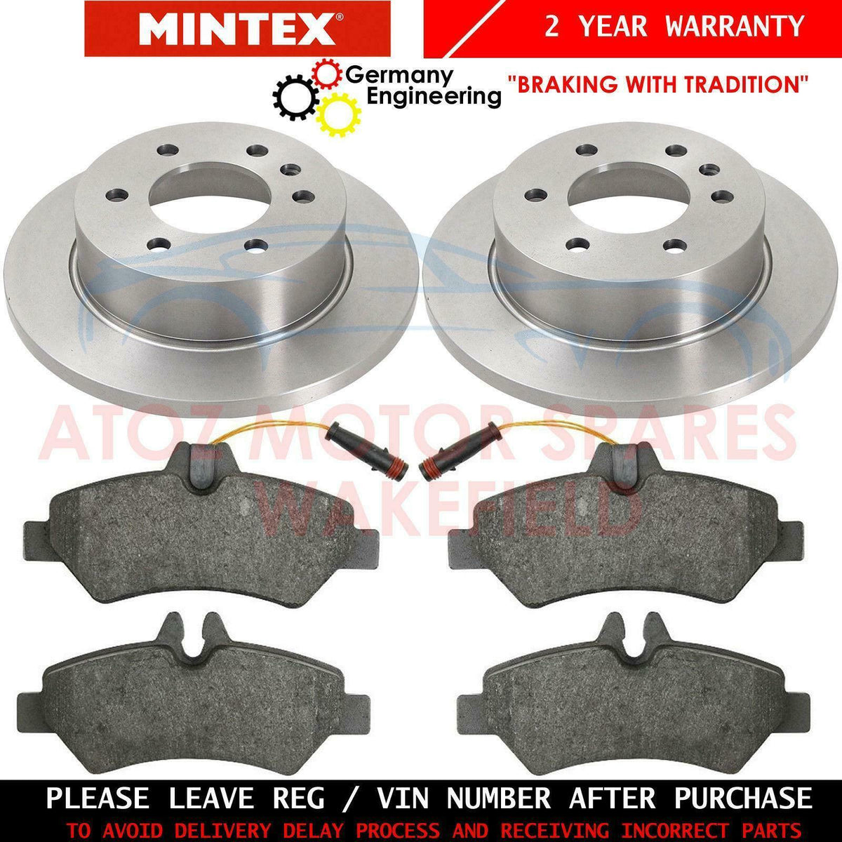 FOR MERCEDES SPRINTER 211 CDi 06- REAR MINTEX BRAKE DISCS BRAKE PADS 298mm SOLID