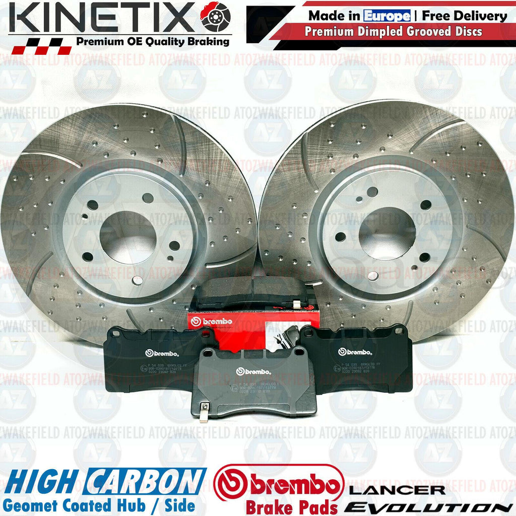 FOR MITSUBISHI LANCER EVO 8 FQ-300 FRONT PERFORMANCE BRAKE DISCS BREMBO PADS
