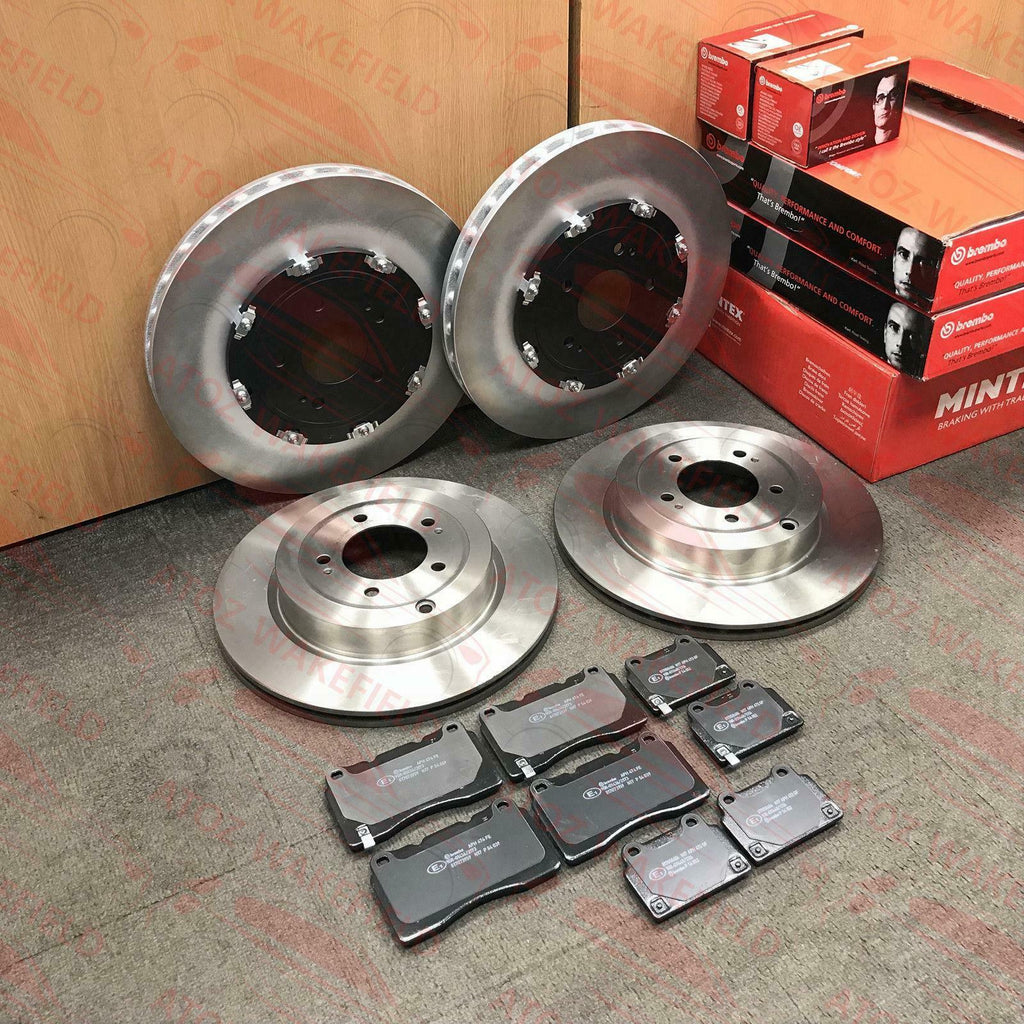 FOR MITSUBISHI LANCER EVO X 10 FRONT REAR PERFORMANCE BRAKE DISCS BREMBO PADS