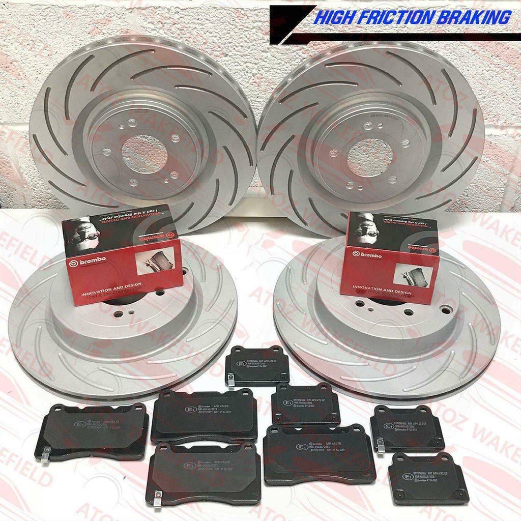 FOR MITSUBISHI LANCER EVO 10 FRONT REAR PERFORMANCE BRAKE DISCS BREMBO PADS SET