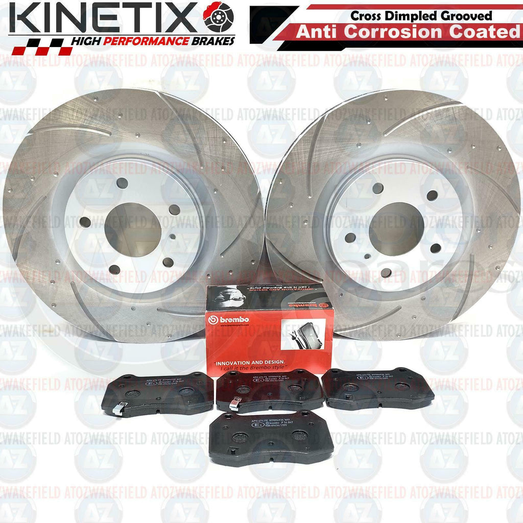FOR NISSAN 350Z FRONT DIMPLED & GROOVED BRAKE DISCS BREMBO BRAKE PADS 324mm