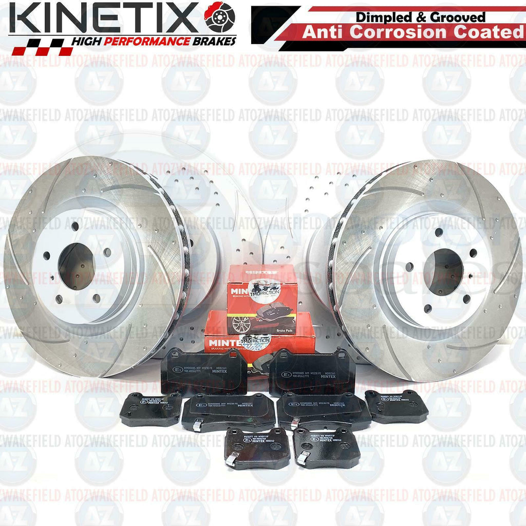 FOR NISSAN 350Z G35 FRONT REAR KINETIX DIMPLED GROOVED BRAKE DISCS MINTEX PADS