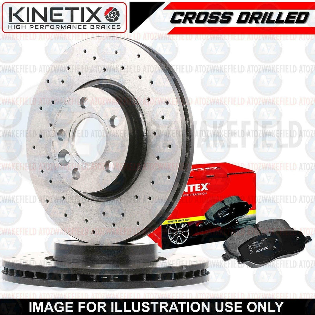 FOR NISSAN 370Z Z34 FRONT CROSS DRILLED BRAKE DISCS MINTEX PADS SET 355mm