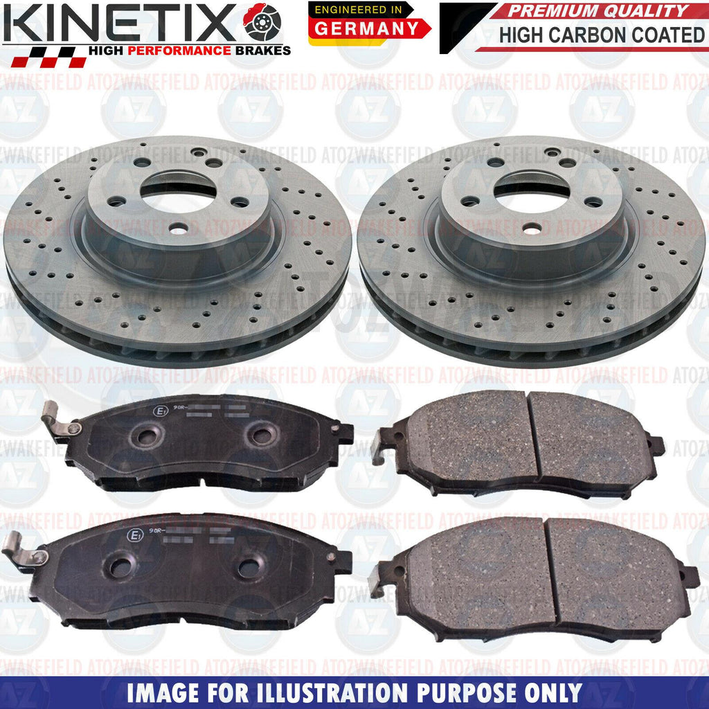 FOR NISSAN NAVARA D40 FRONT CROSS DRILLED BRAKE DISCS PADS 320mm