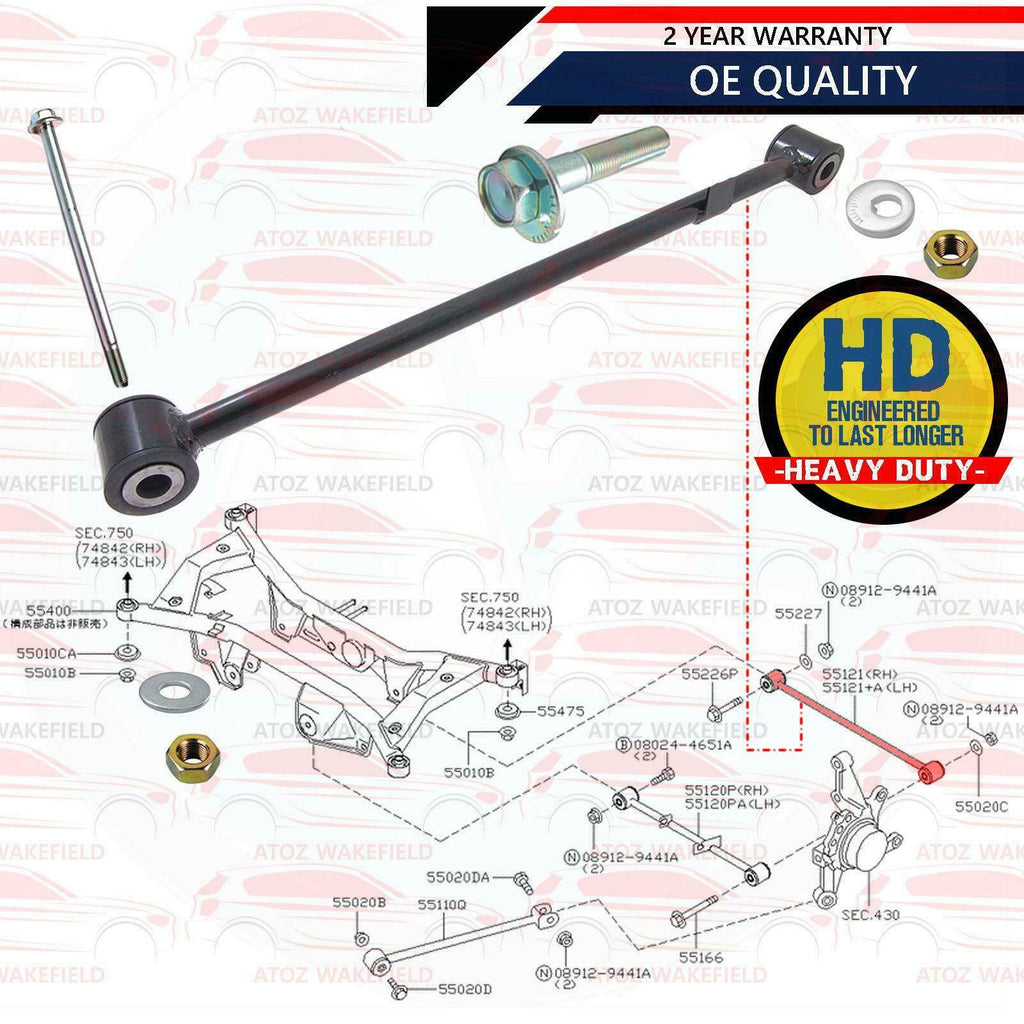 FOR NISSAN XTRAIL T30 REAR SUSPENSION TOP RIGHT UPPER ARM ROD LATERAL BOLTS NUTS