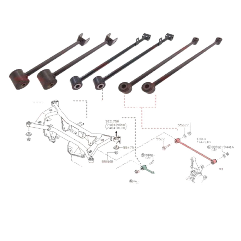 FOR NISSAN X-TRAIL X TRAIL T30 REAR UPPER LOWER SUSPENSION CONTROL ARMS RODS X6