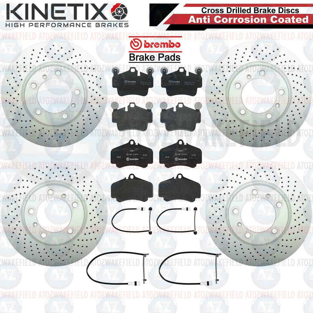 FOR PORSCHE 911 CARRERA 997 FRONT REAR DRILLED BRAKE DISCS BREMBO PADS SENSORS