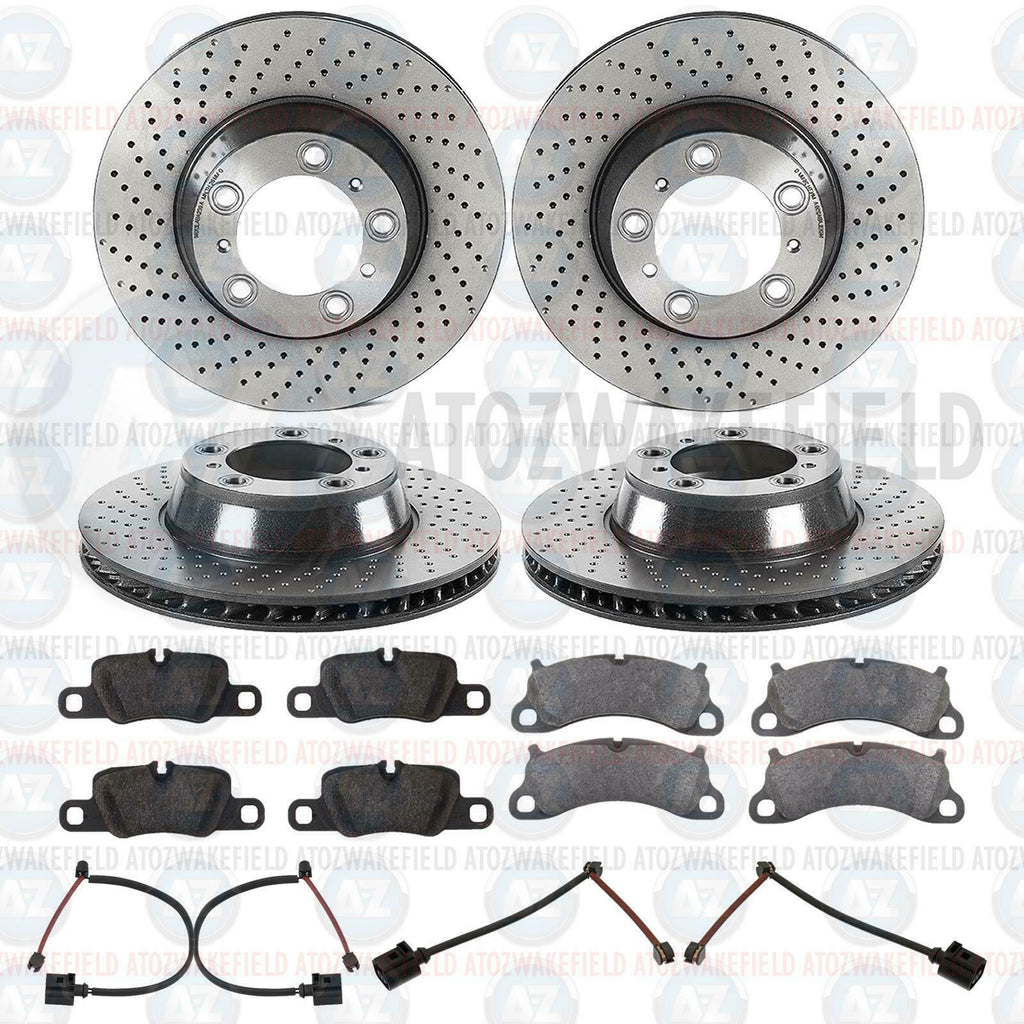 FOR PORSCHE 911 CARRERA FRONT REAR DRILLED BRAKE DISCS PADS WEAR WIRE SENSORS