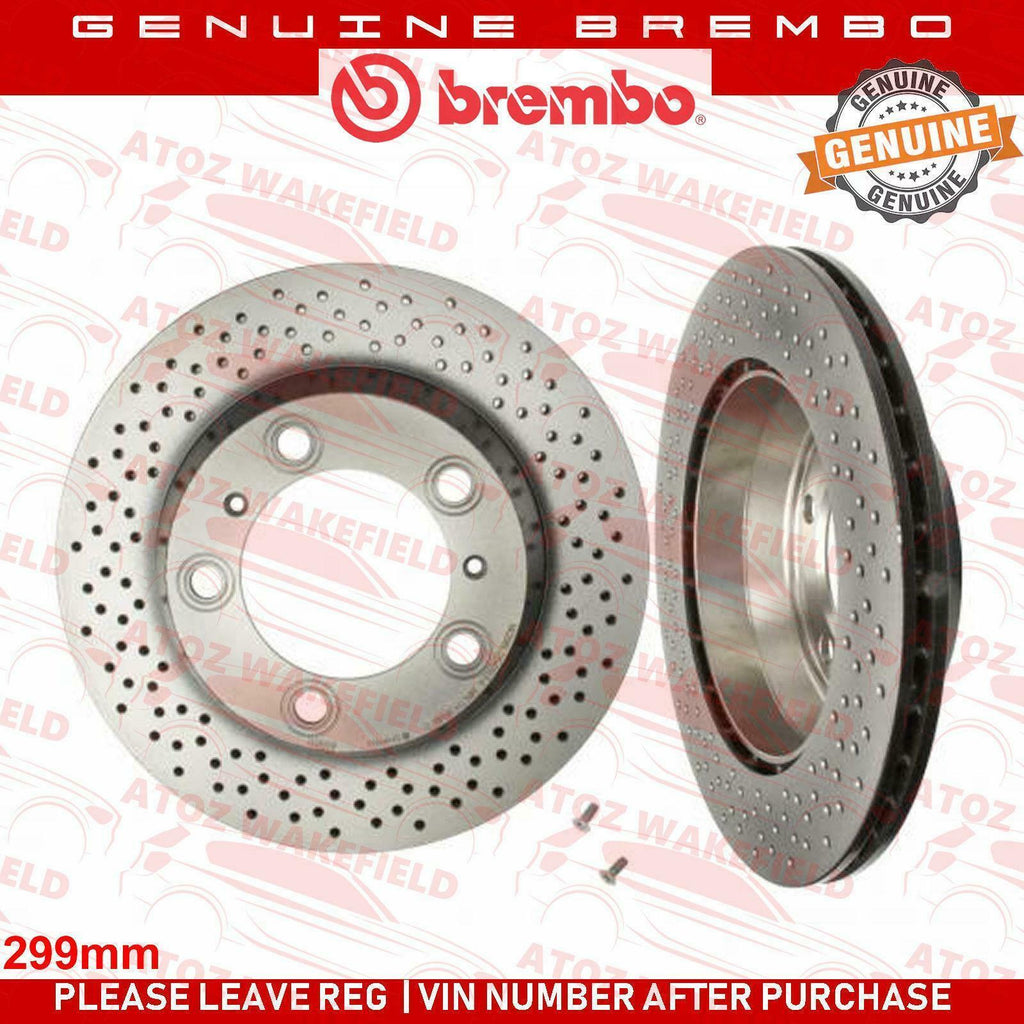 FOR PORSCHE BOXSTER CAYMAN REAR DRILLED BREMBO BRAKE DISCS PAIR 299mm