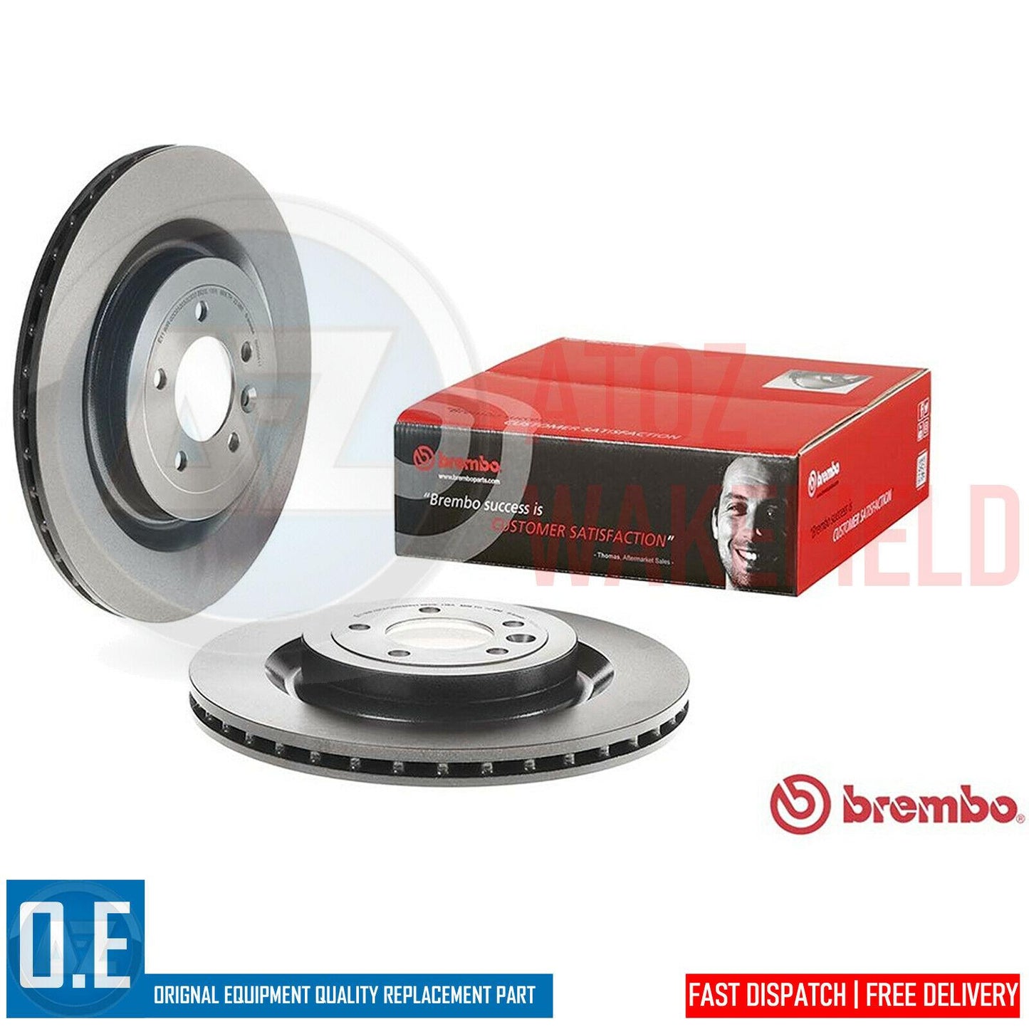 FOR RANGE ROVER 2012-2019 PREMIUM BREMBO REAR BRAKE DISCS PAIR 365mm
