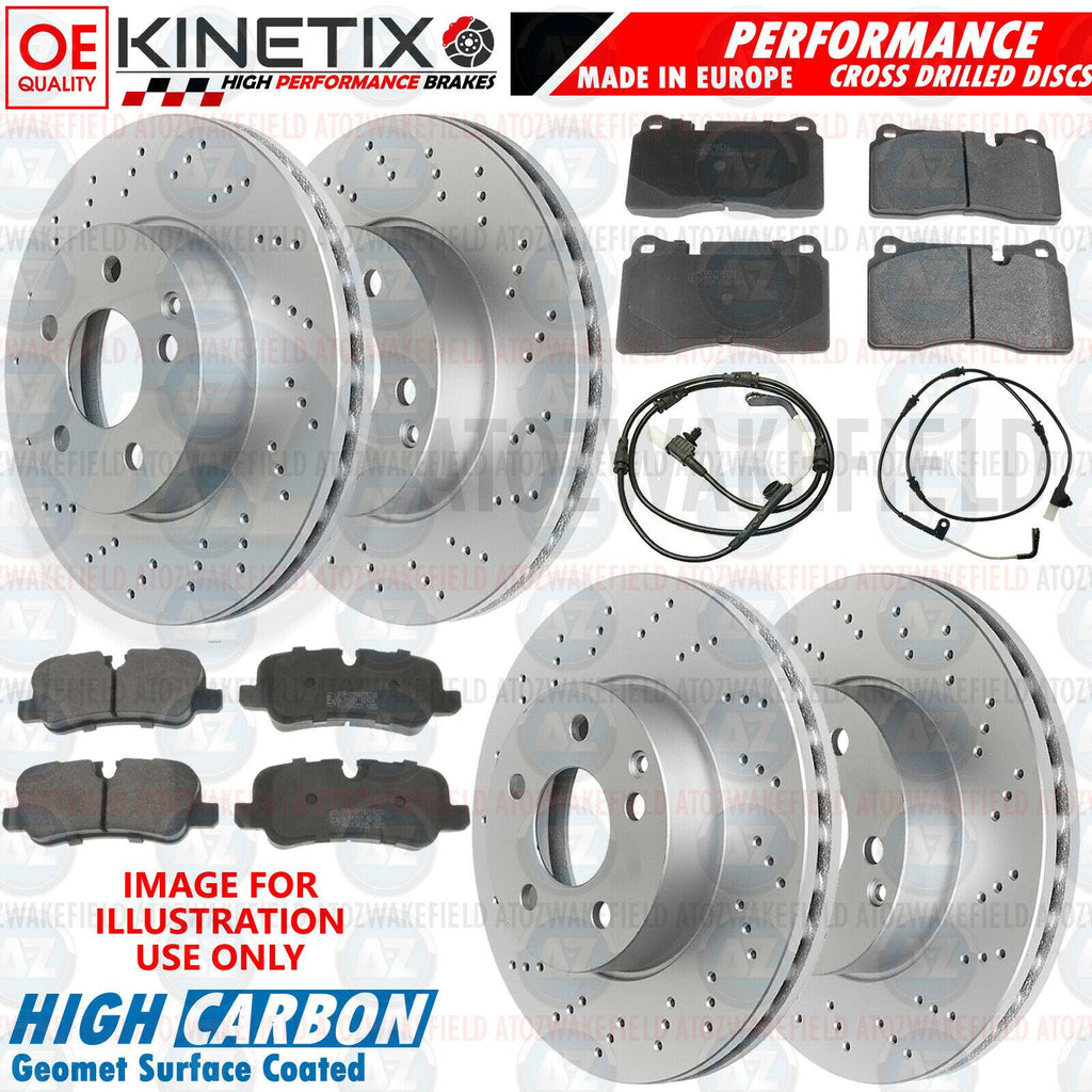 FOR RANGE ROVER SPORT FRONT REAR DRILLED BRAKE DISCS PADS SENSORS 360mm 350mm