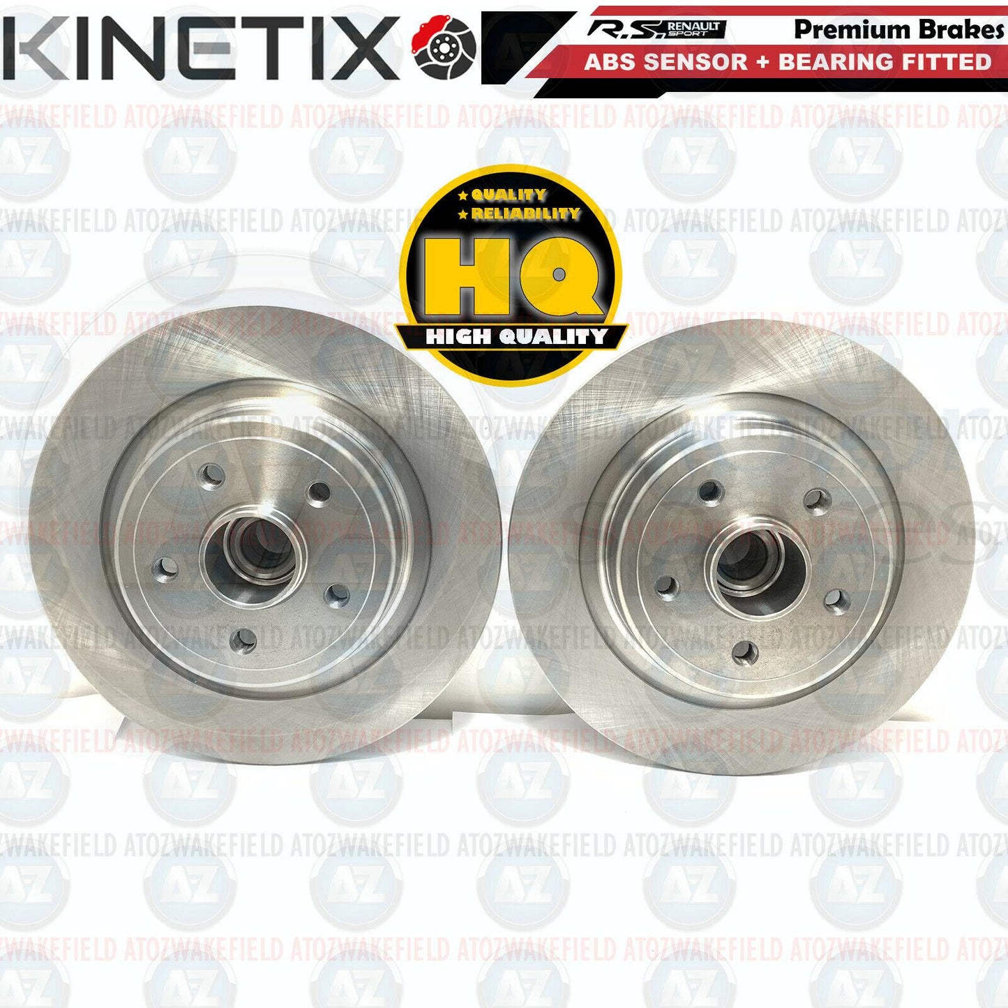 FOR RENAULT CLIO SPORT 197 REAR BRAKE DISCS PAIR ABS SENSOR BEARING FITTED HC
