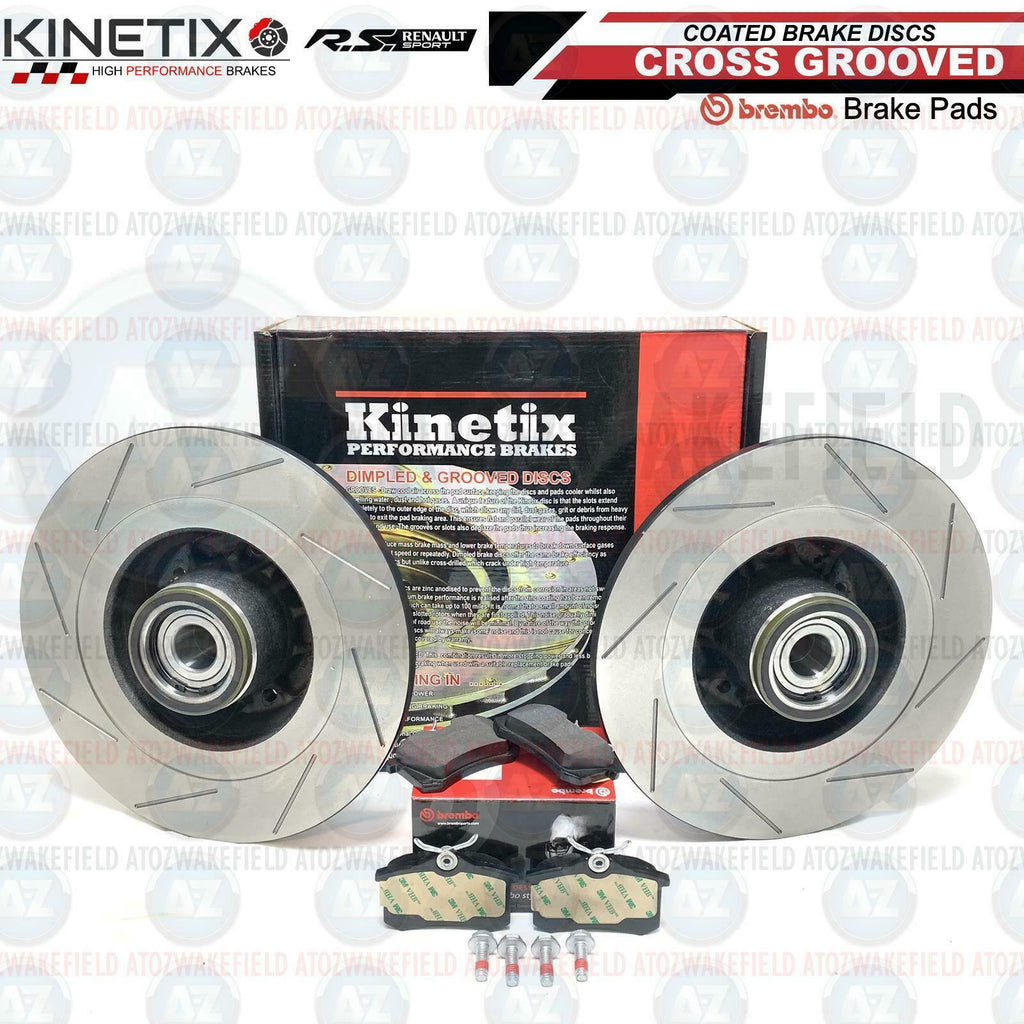 FOR RENAULT MEGANE MK3 SPORT RS 250 265 275 REAR GROOVED BRAKE DISCS BREMBO PADS