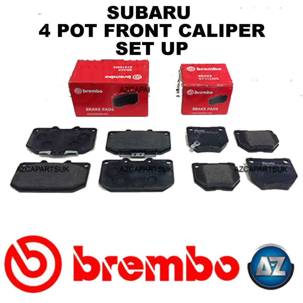 FOR SUBARU IMPREZA WRX 2.0 2.5 TURBO FRONT REAR BREMBO BRAKE PADS 4 POT CALIPER