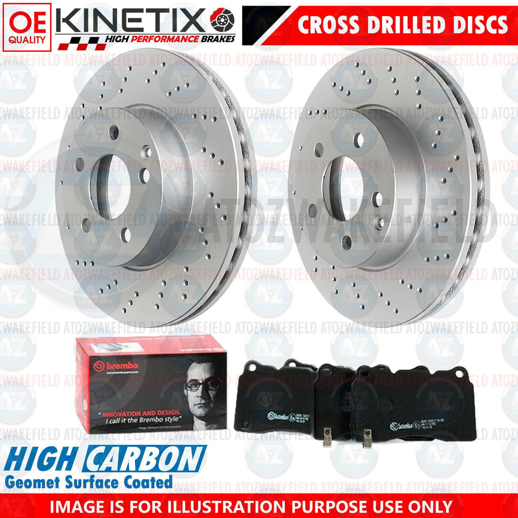 FOR SUBARU IMPREZA 2.5 05-07 FRONT CROSS DRILLED BRAKE DISCS BREMBO PADS 326mm